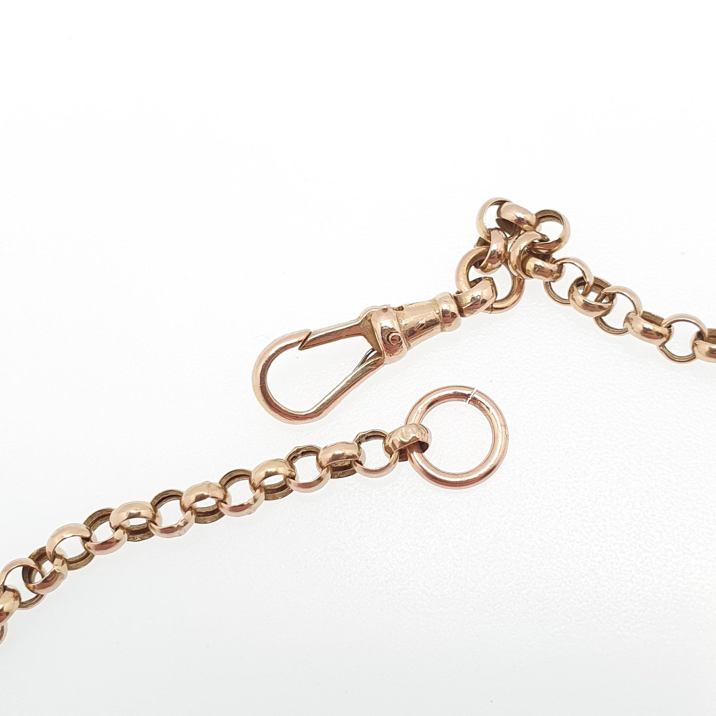 Vintage 9k 9ct Gold Belcher Link Chain Necklace Dog Clip Rolo Round 43cm 16.9" 4.11g Solid 375 Womens Mens