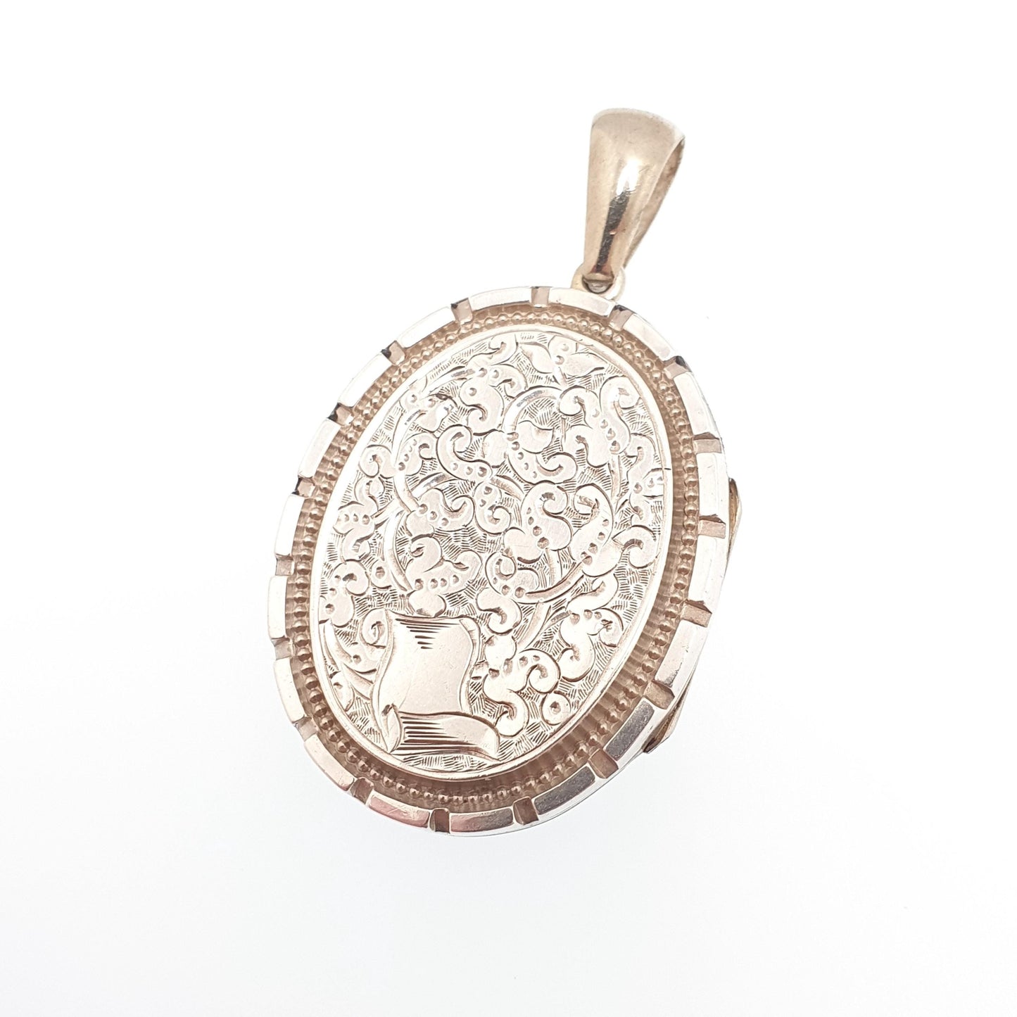 Antique Victorian Solid Silver Bird Locket Back and Front Pendant Necklace Hand Engraved Aesthetic Vintage