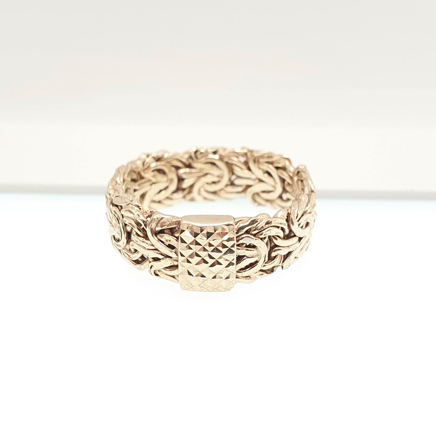 Vintage 9ct 9kt Gold Band Ring MILOR Italian Designer Woven Hammered Solid 375 9k Yellow Womens