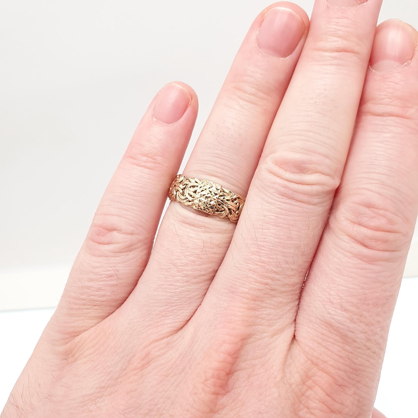 Vintage 9ct 9kt Gold Band Ring MILOR Italian Designer Woven Hammered Solid 375 9k Yellow Womens