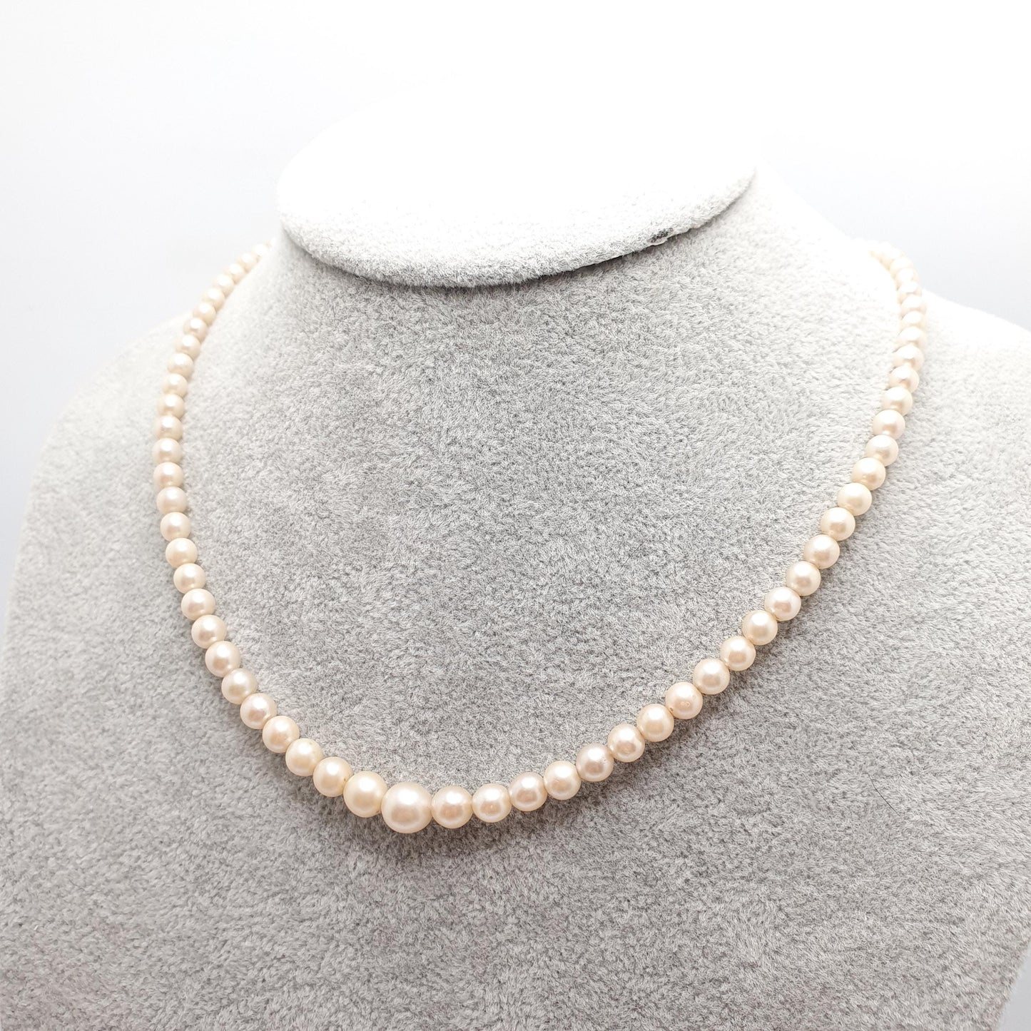 Antique White Sapphire Cultured Pearl Necklace 9ct Gold & Solid Silver Clasp Victorian 14.42g 42cm Vintage Genuine Real Pearls