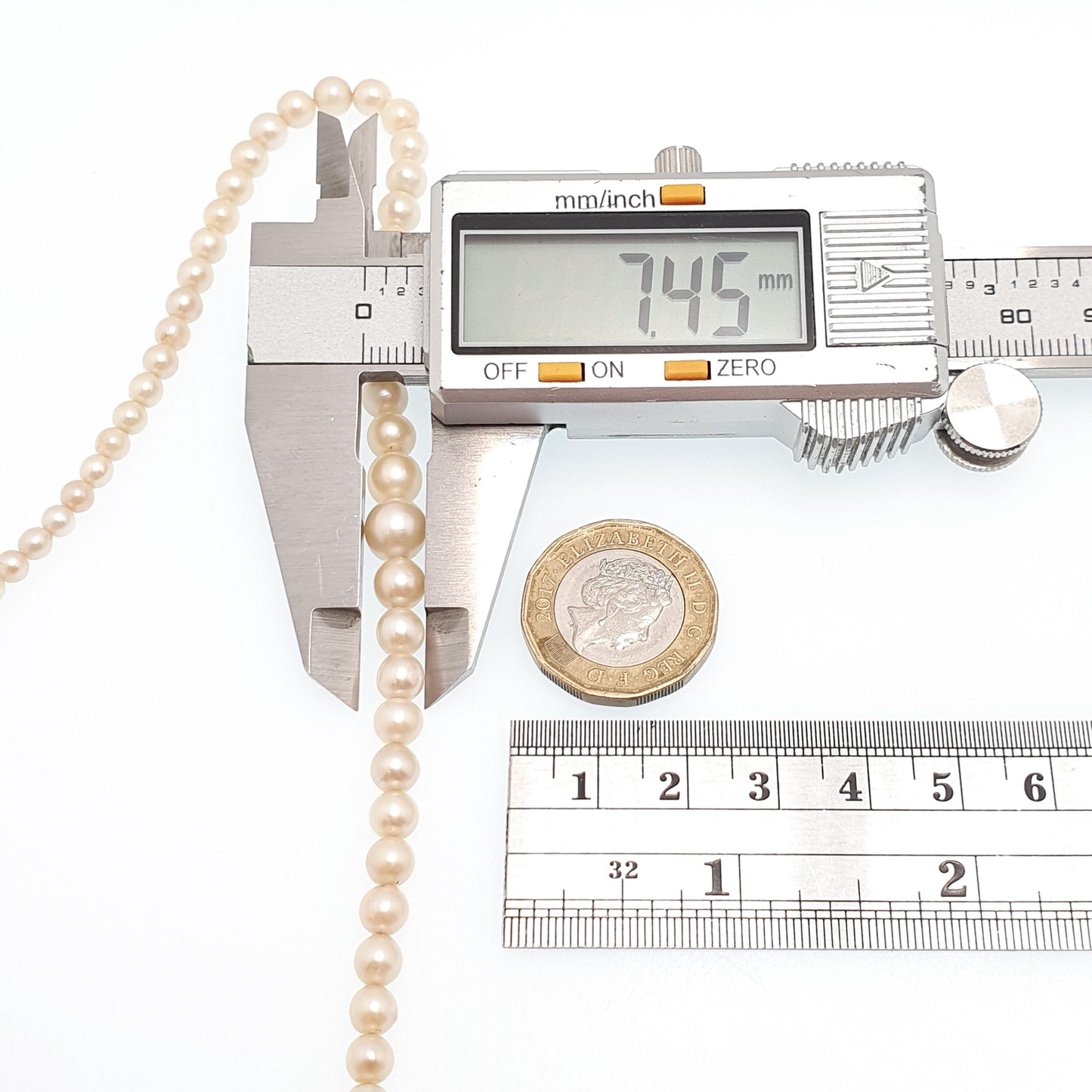 Antique White Sapphire Cultured Pearl Necklace 9ct Gold & Solid Silver Clasp Victorian 14.42g 42cm Vintage Genuine Real Pearls