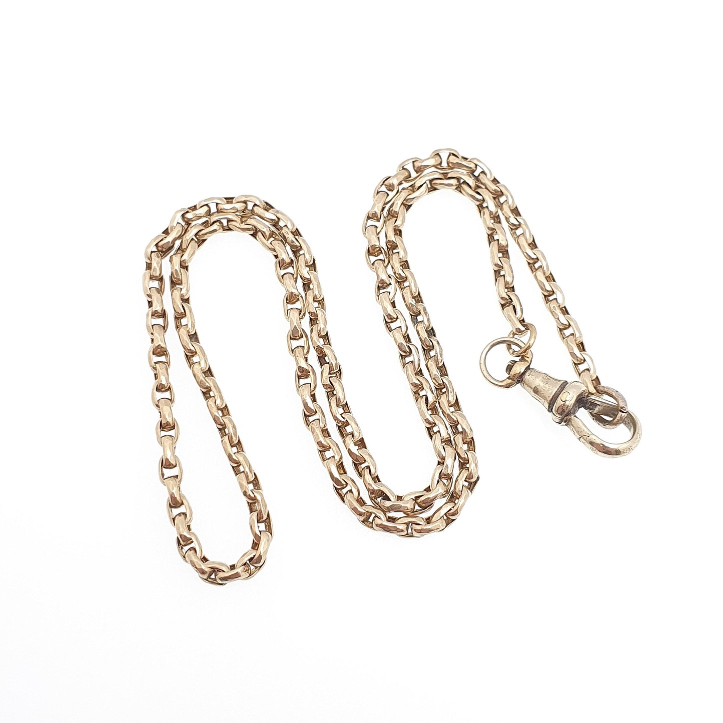 Antique Victorian Pinchbeck Belcher Chain Necklace Dog Clip Guard Cable Link 7.96g 44cm Vintage