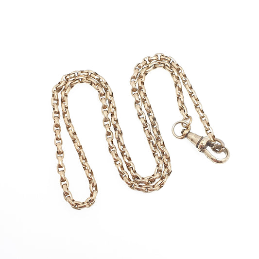 Antique Victorian Pinchbeck Belcher Chain Necklace Dog Clip Guard Cable Link 7.96g 44cm Vintage