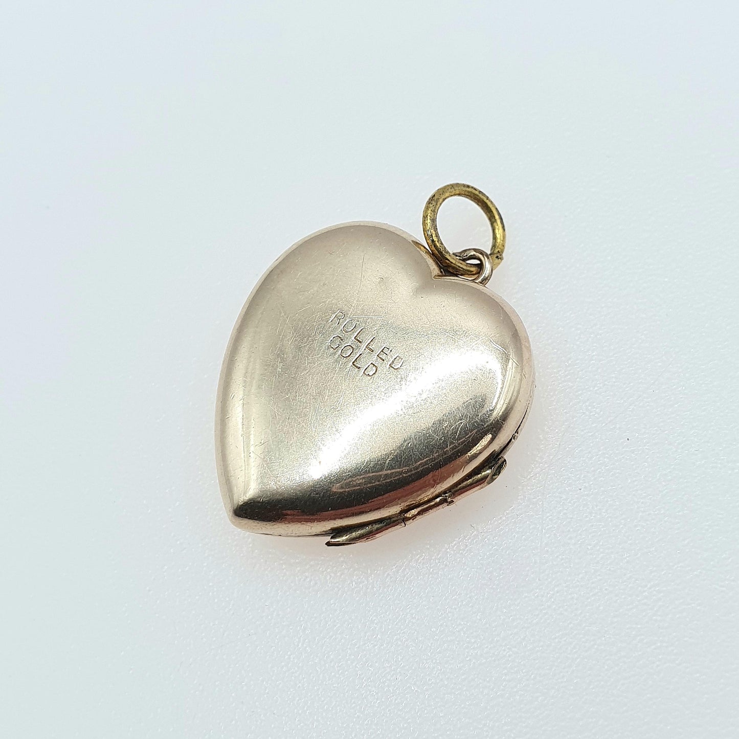 Antique Rolled Gold Heart Locket Gold Filled Art Deco Hand Engraved Pendant Necklace Vintage Jewellery