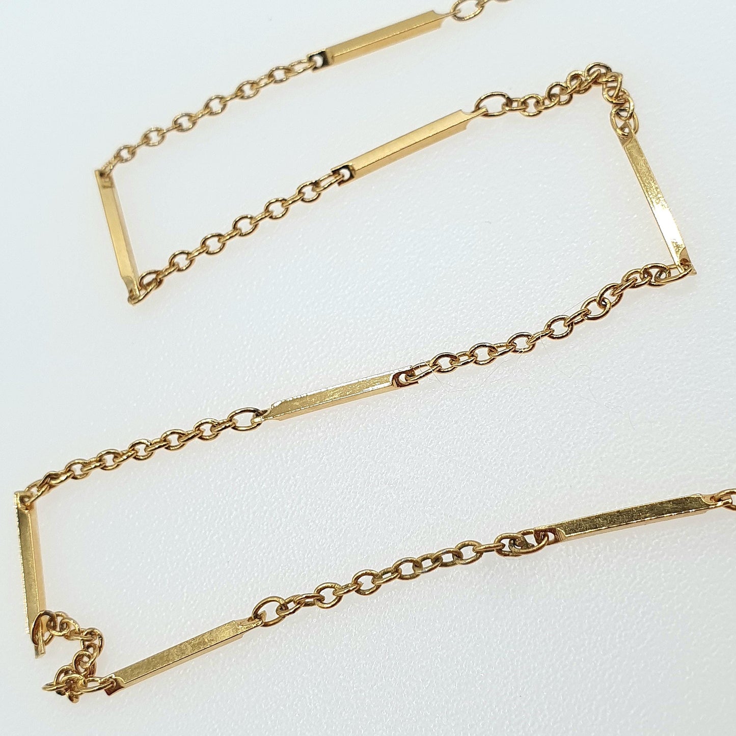 Vintage Rolled Gold Filled Bar and Cable Link Chain Necklace Antique Style 45cm 2.21g Jewelry Jewellery
