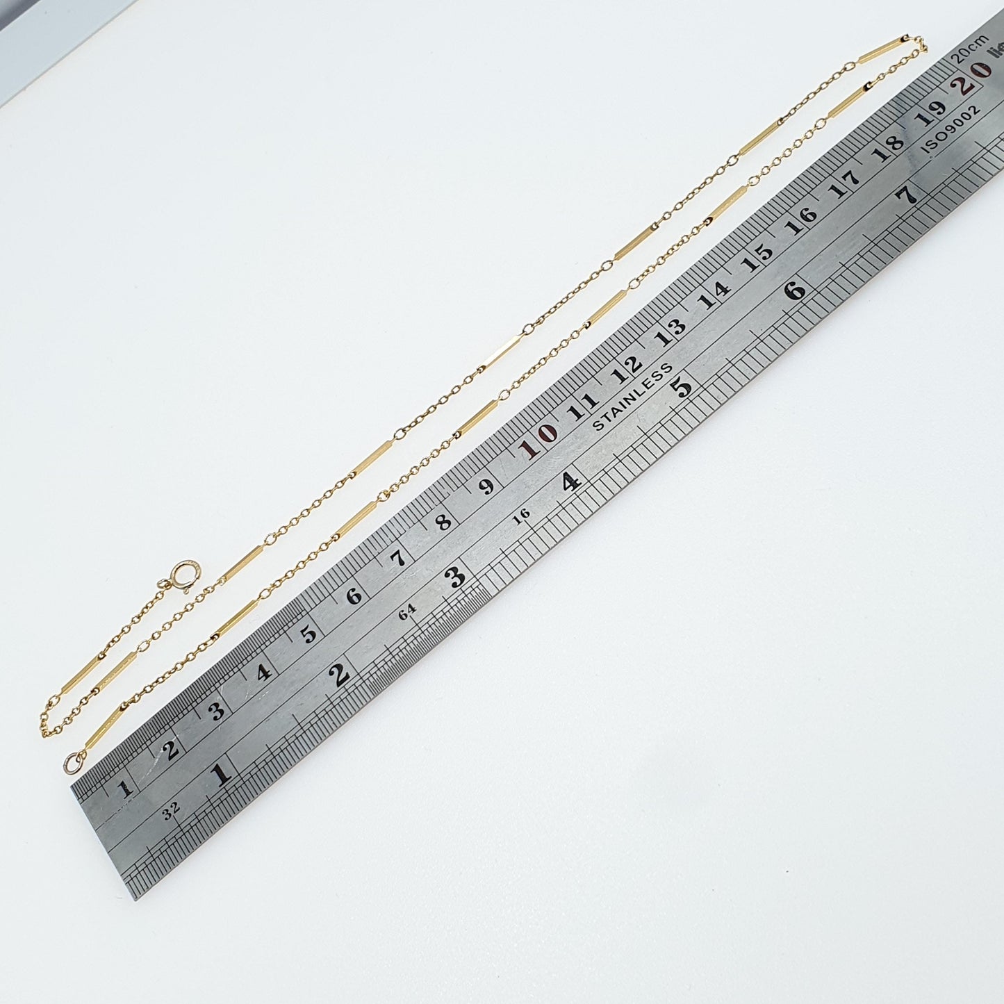 Vintage Rolled Gold Filled Bar and Cable Link Chain Necklace Antique Style 45cm 2.21g Jewelry Jewellery