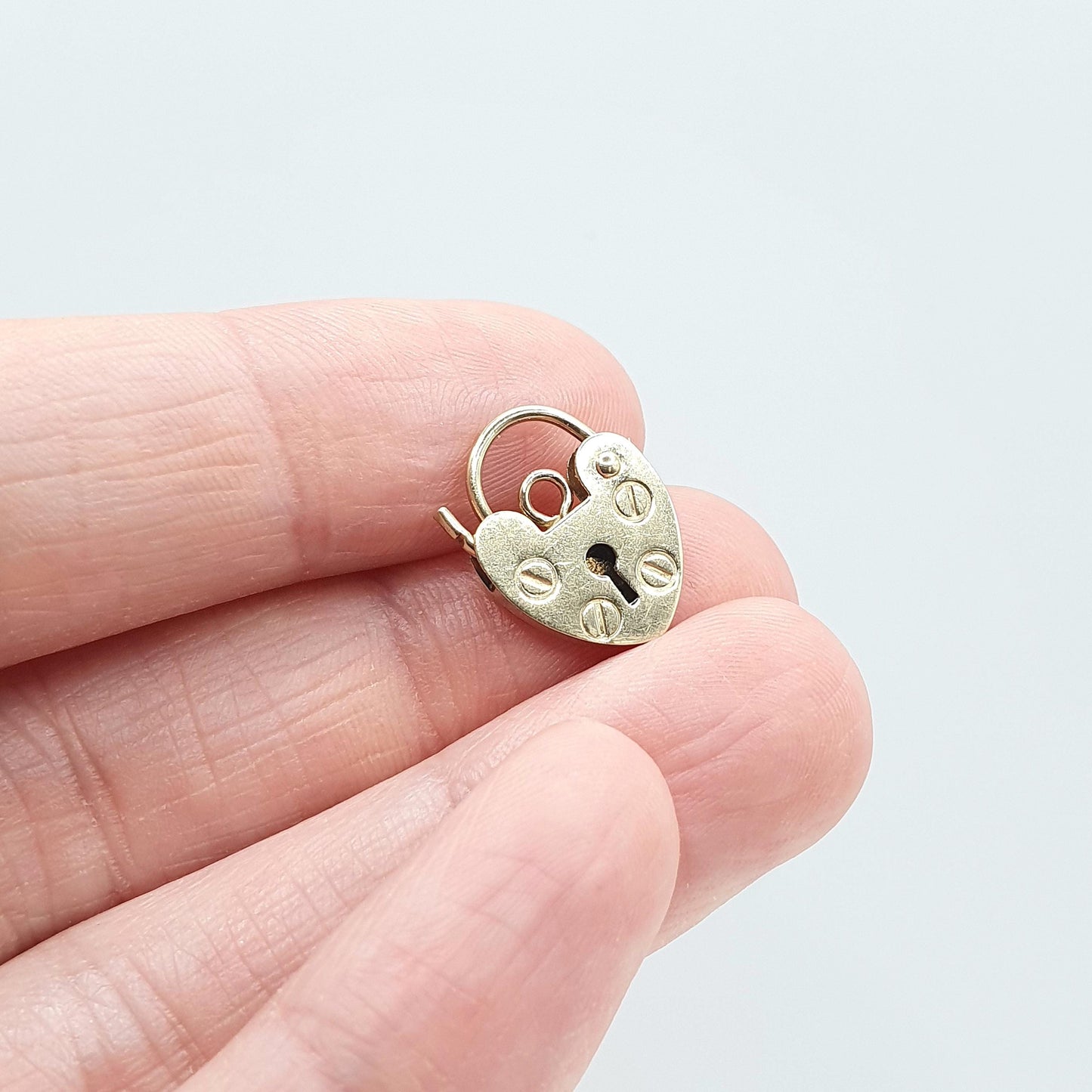 Vintage 9ct Gold Padlock Clasp Charm Solid 9kt 9k Necklace Bracelet Heart Jewelry Jewellery