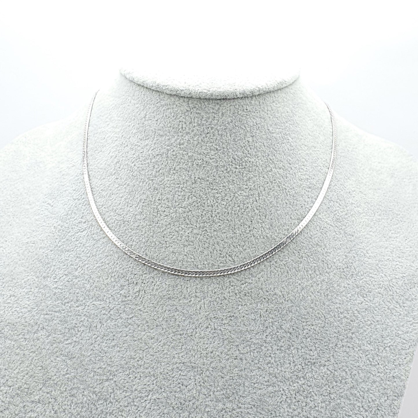 Vintage Sterling Silver Flat Snake Link Chain Necklace Woven 3.89g 40cm Solid 925 Jewellery Jewelry