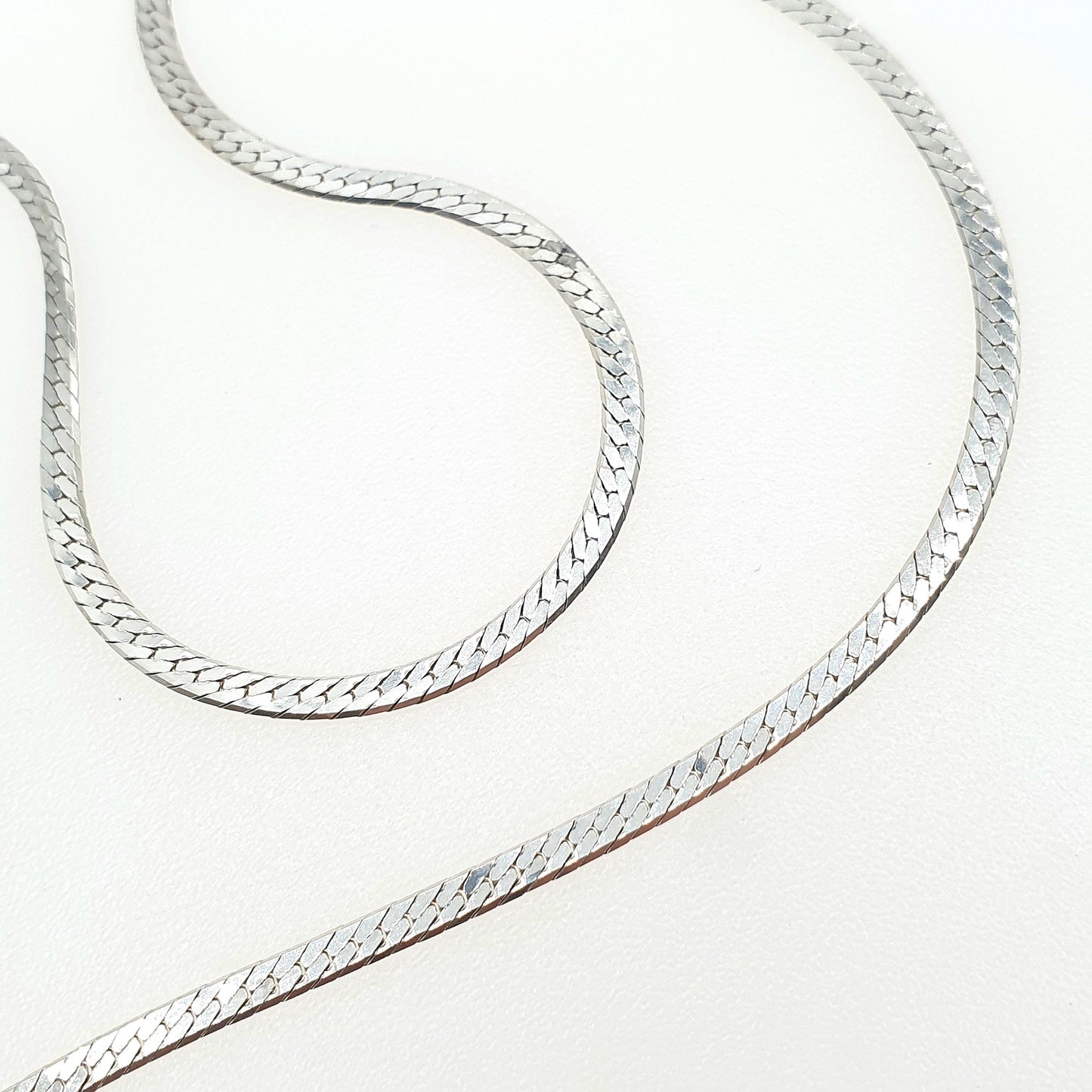 Vintage Sterling Silver Flat Snake Link Chain Necklace Woven 3.89g 40cm Solid 925 Jewellery Jewelry