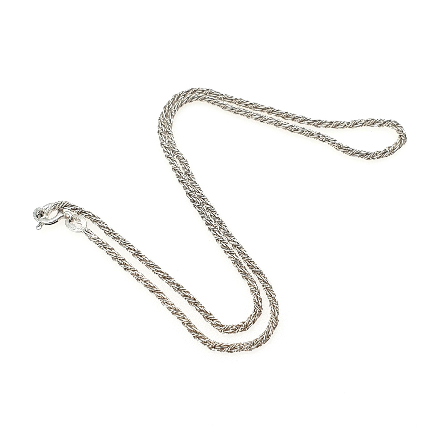 Vintage Sterling Silver Woven Rope Link Chain Necklace Twist Solid 925 Choker 4.70g 38cm Jewelry Jewellery