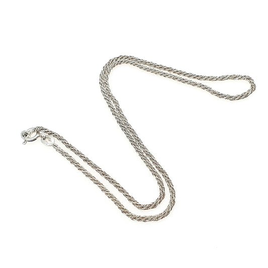 Vintage Sterling Silver Woven Rope Link Chain Necklace Twist Solid 925 Choker 4.70g 38cm Jewelry Jewellery