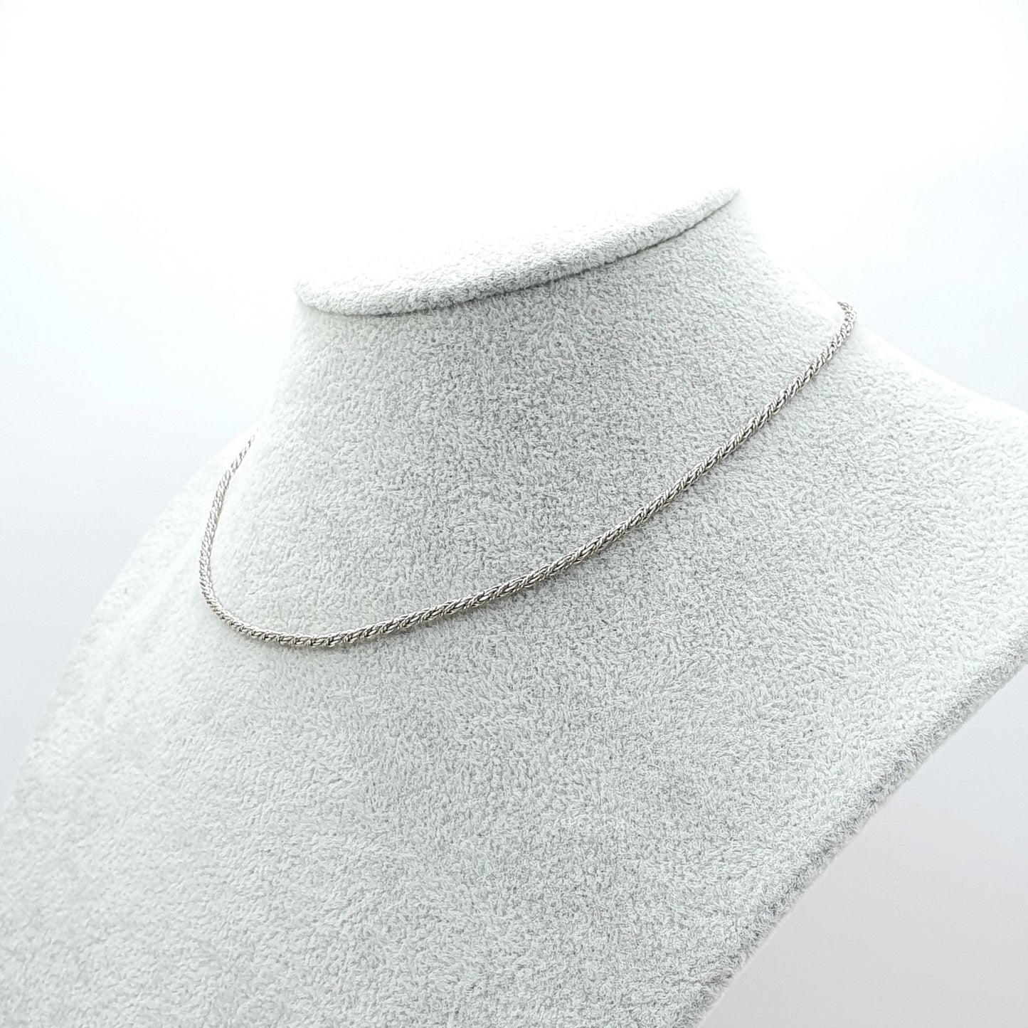 Vintage Sterling Silver Woven Rope Link Chain Necklace Twist Solid 925 Choker 4.70g 38cm Jewelry Jewellery