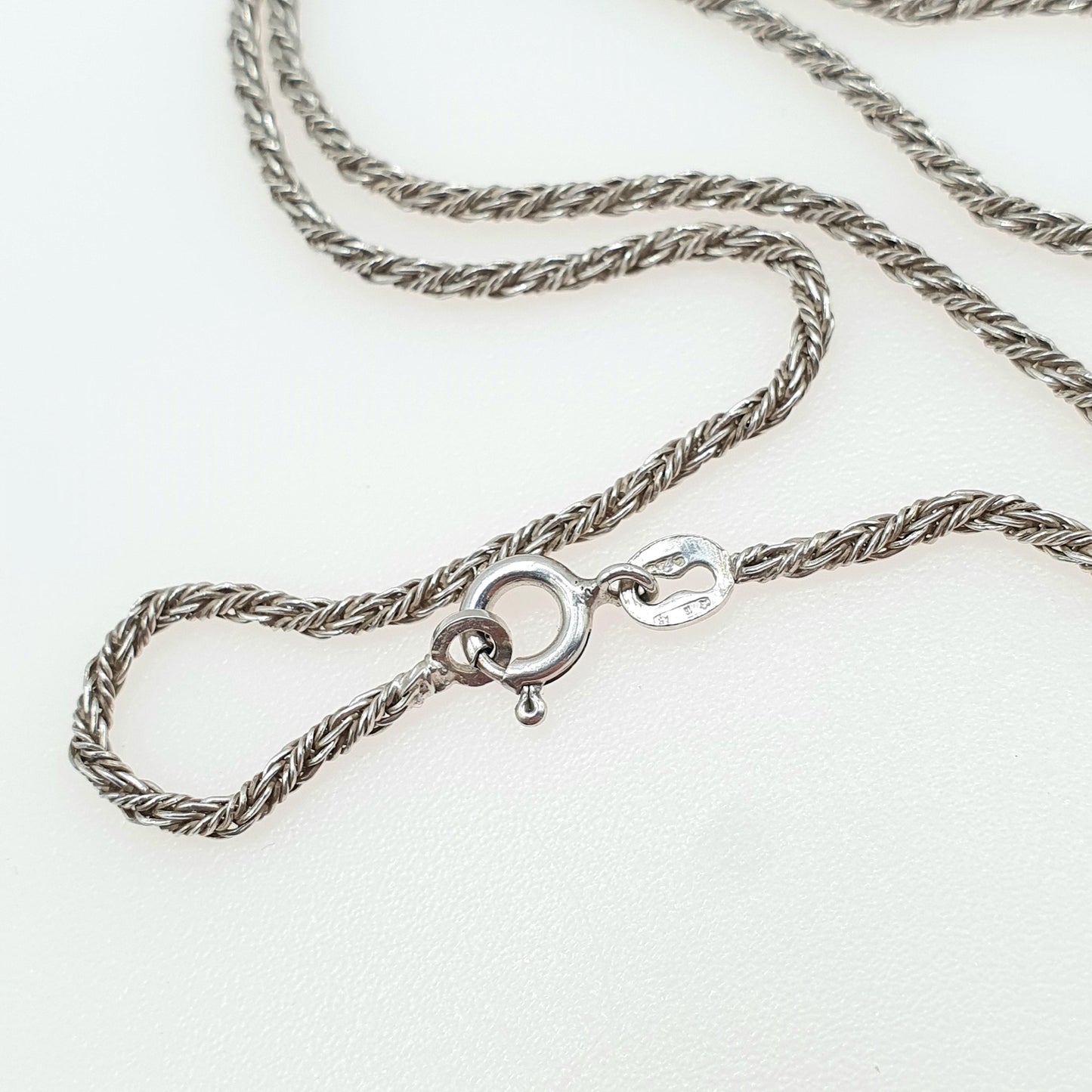 Vintage Sterling Silver Woven Rope Link Chain Necklace Twist Solid 925 Choker 4.70g 38cm Jewelry Jewellery
