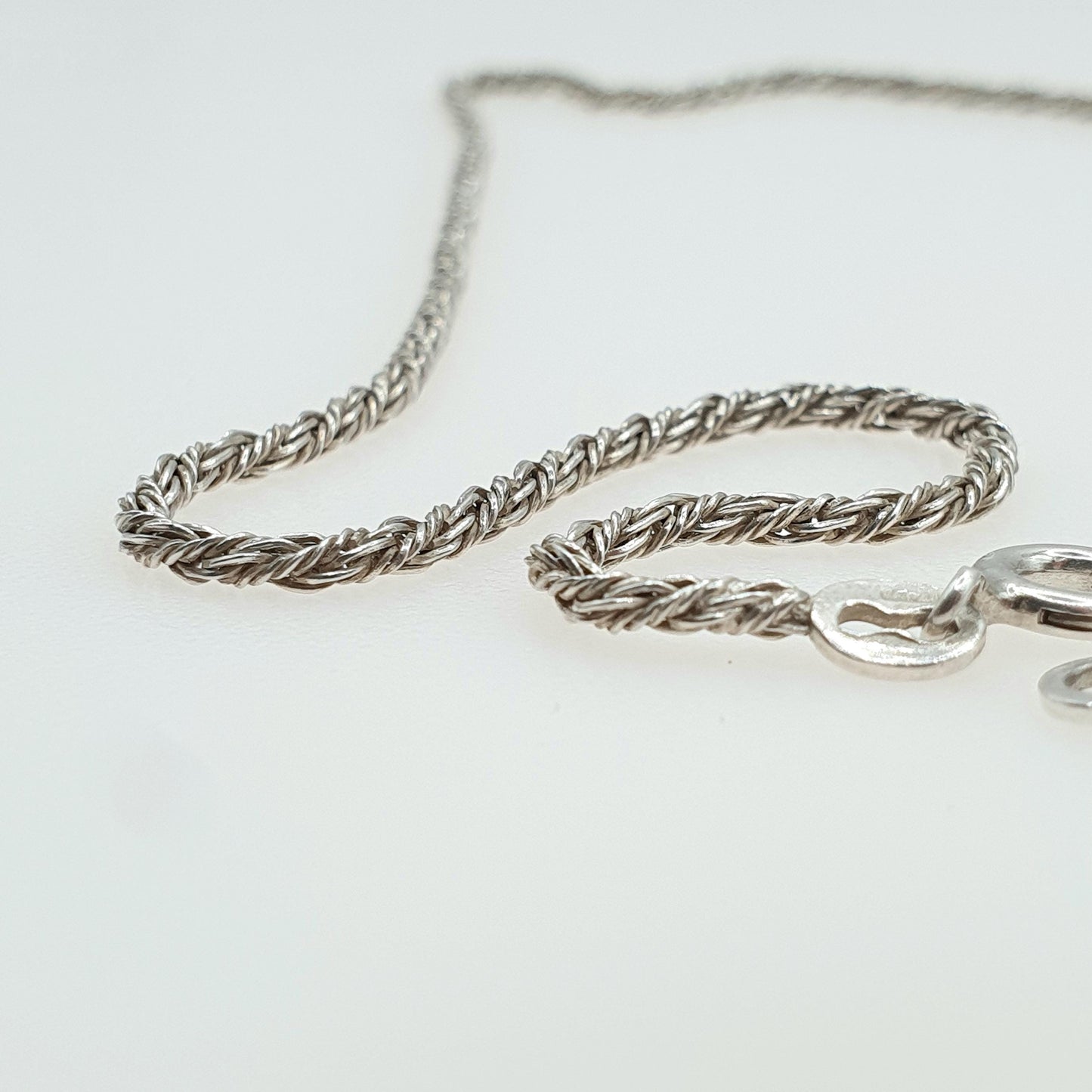 Vintage Sterling Silver Woven Rope Link Chain Necklace Twist Solid 925 Choker 4.70g 38cm Jewelry Jewellery
