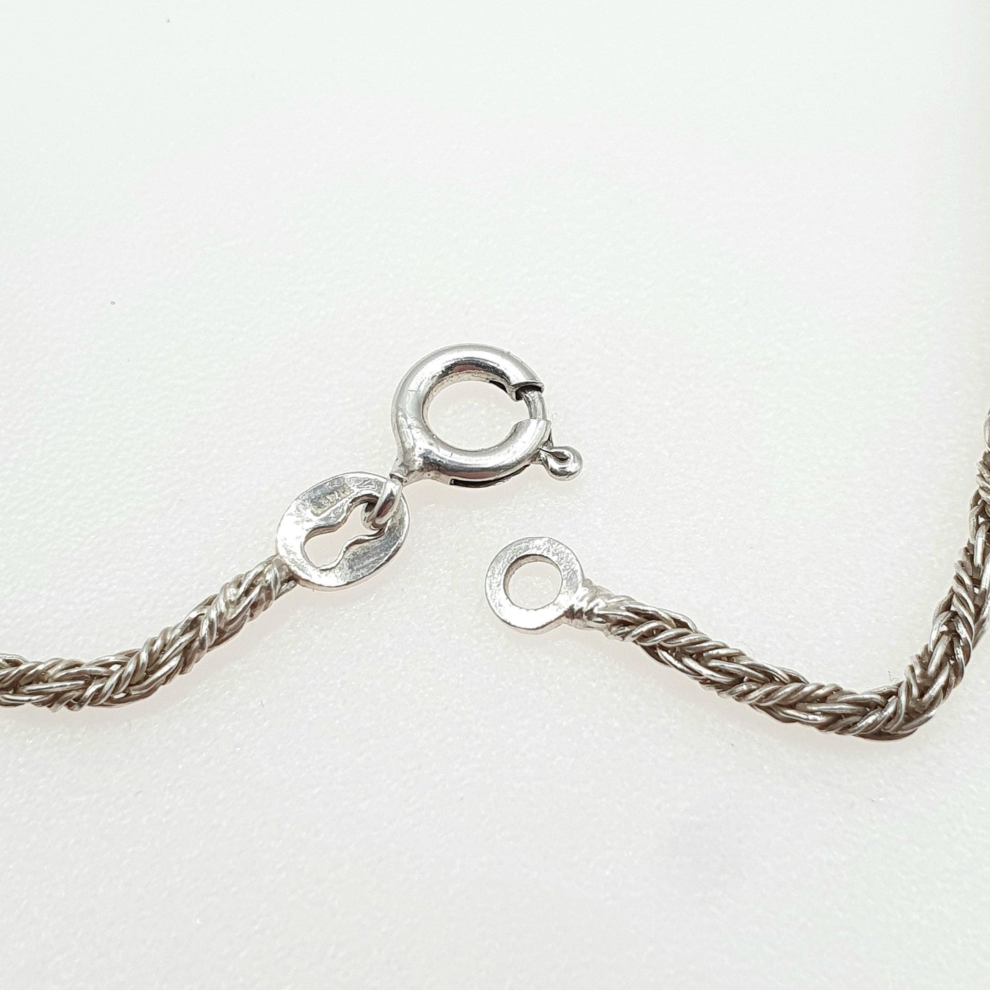 Vintage Sterling Silver Woven Rope Link Chain Necklace Twist Solid 925 Choker 4.70g 38cm Jewelry Jewellery