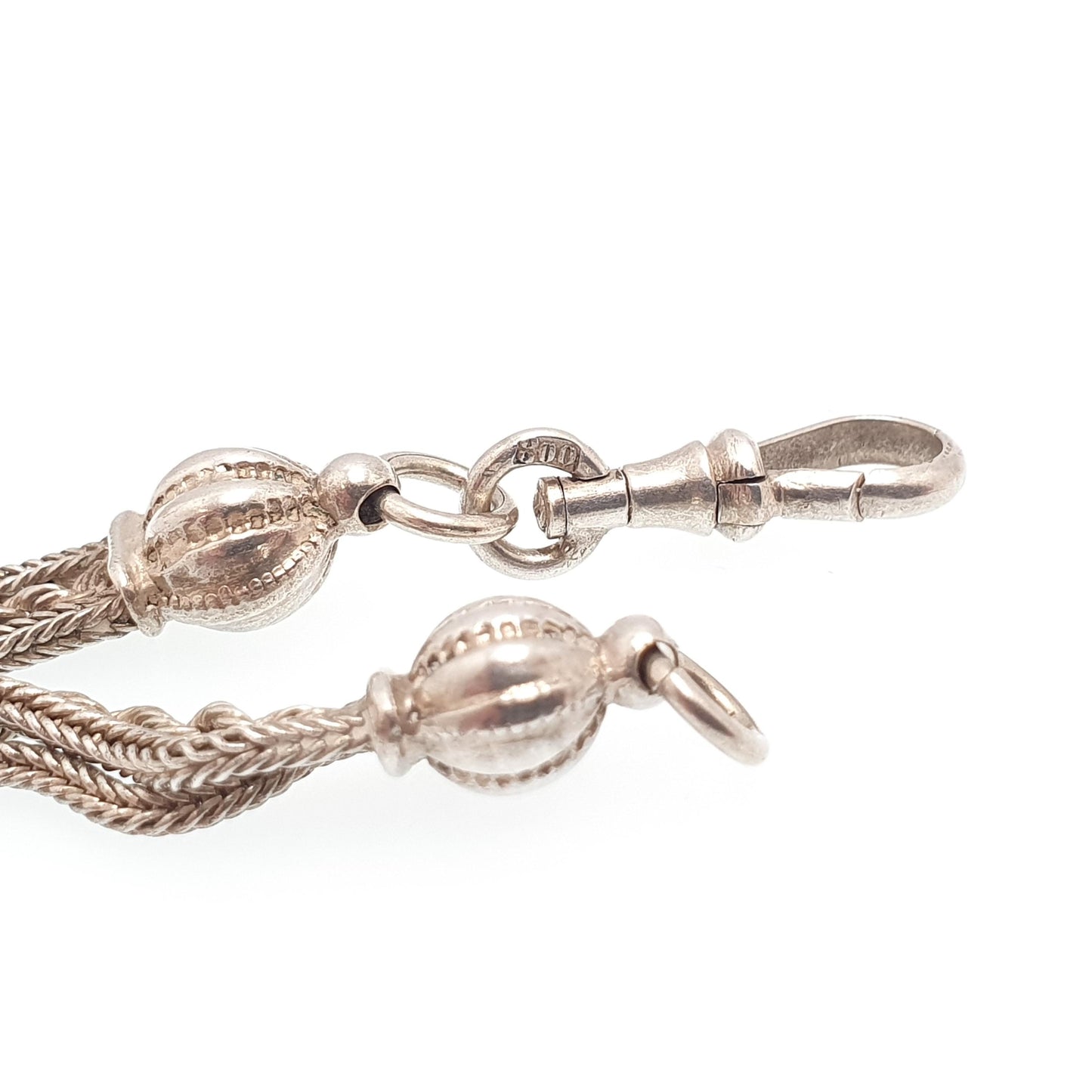 Antique Solid Silver Albertina Bracelet Victorian Rose Gold Slider Dog Clip 11.63g 21.5cm Vintage Womens Jewelry Jewellery
