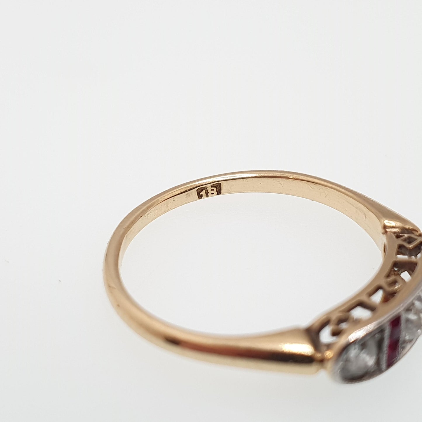 Antique 18ct Gold Natural Ruby & Diamond Ring Art Deco Solid 750 1920s Vintage Jewelry Jewellery