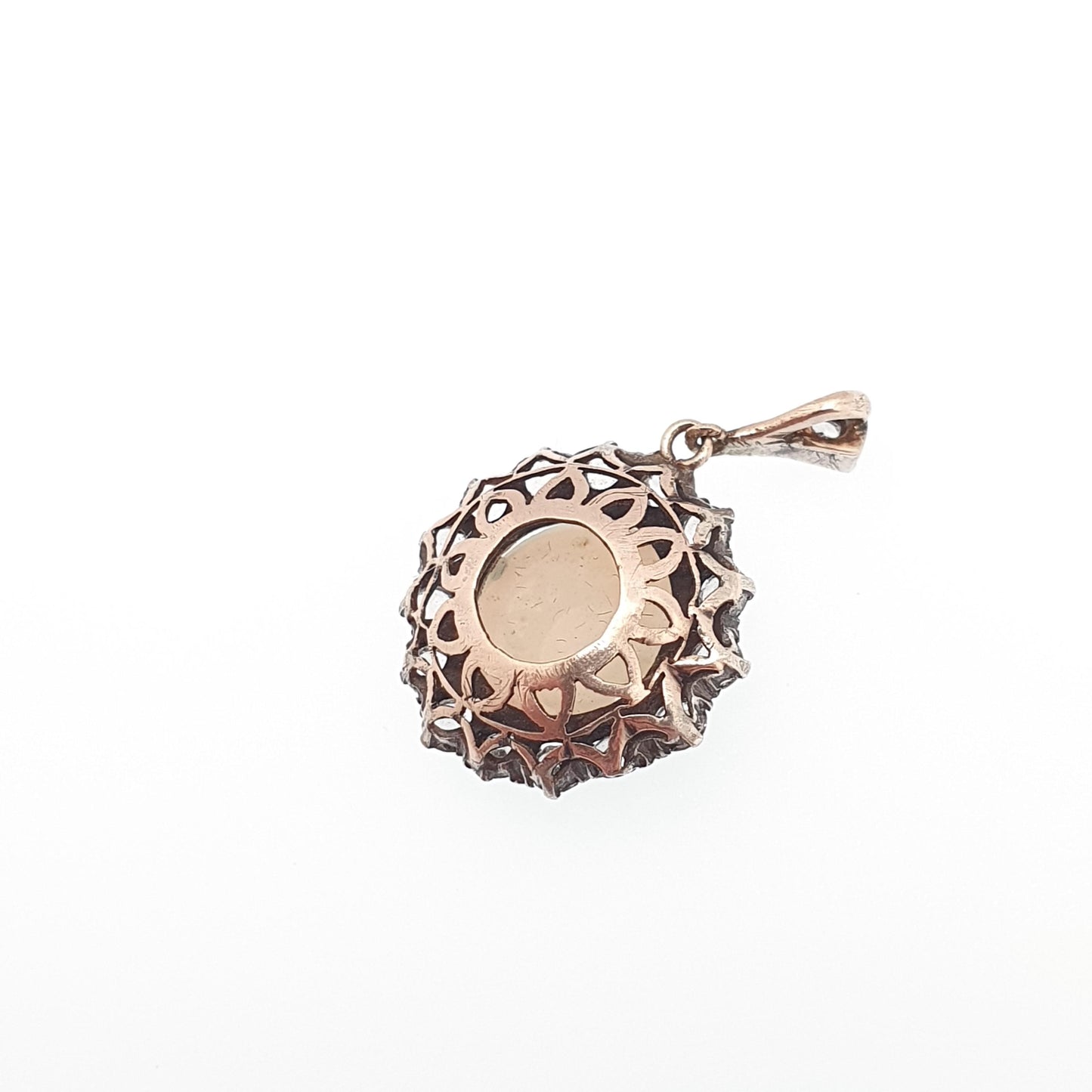 Antique 9ct Gold Opal Necklace Pendant White Sapphire Solid Silver Set Victorian Solid 9k Vintage Cluster Jewelry Jewellery