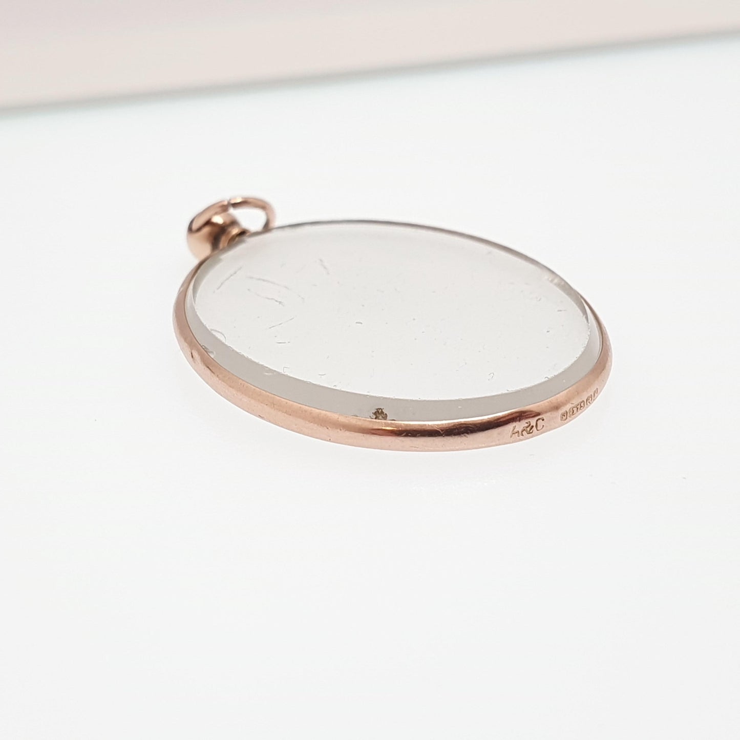 Antique 9ct Rose Gold Locket Pendant Necklace Solid 375 9k 9kt Oval 1906 Hallmarked Double Sided Vintage