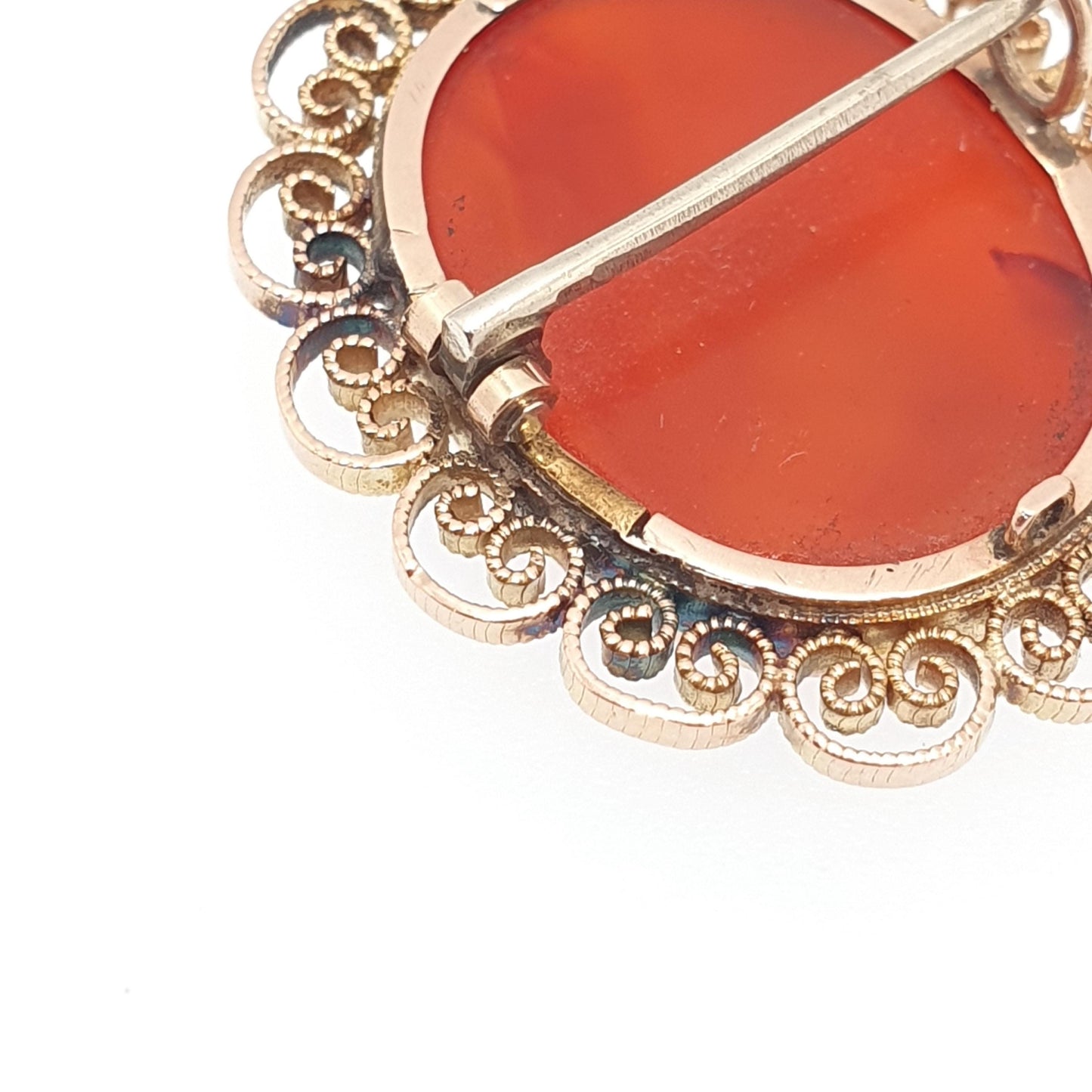 Antique Victorian 9ct Gold Virgin Mary Intaglio Brooch Pin Carnelian Gemstone Solid 9k 9kt Mother Vintage
