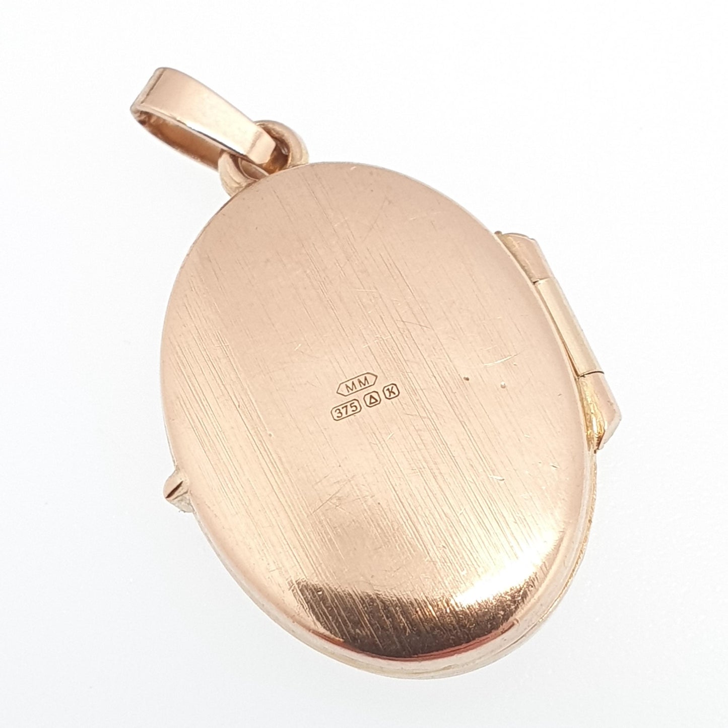Vintage Solid 9ct 9k Gold Locket Oval All 9kt Flower Engraved Necklace Photo Picture Pendant