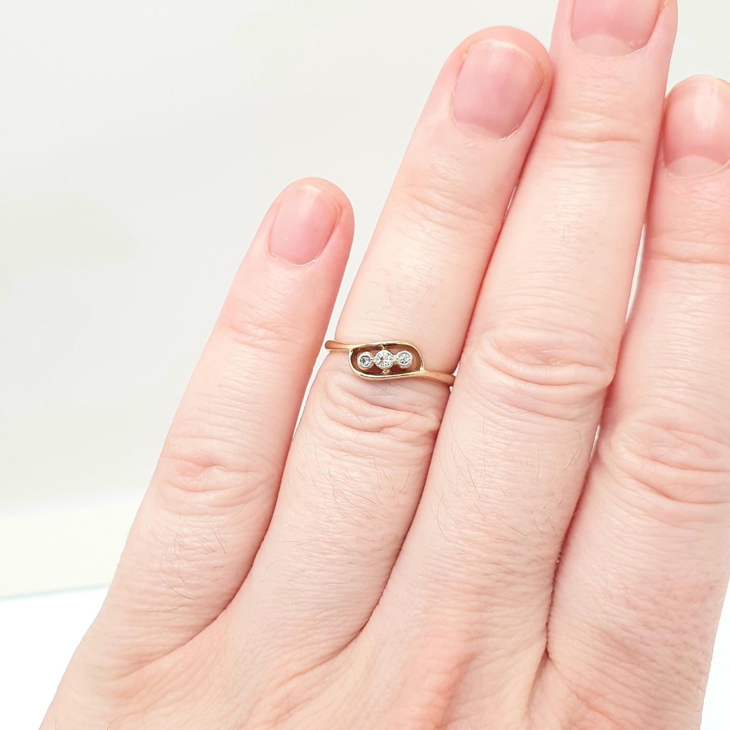 Antique 18ct Gold Diamond Ring Trilogy Crossover Solid 18k Natural Diamonds Vintage Sparkly Jewelry Jewellery