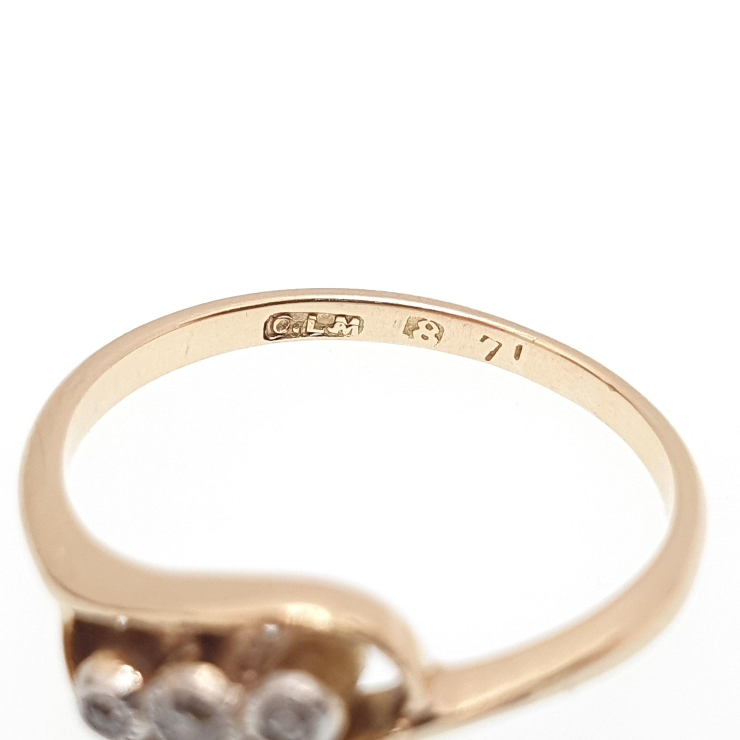 Antique 18ct Gold Diamond Ring Trilogy Crossover Solid 18k Natural Diamonds Vintage Sparkly Jewelry Jewellery