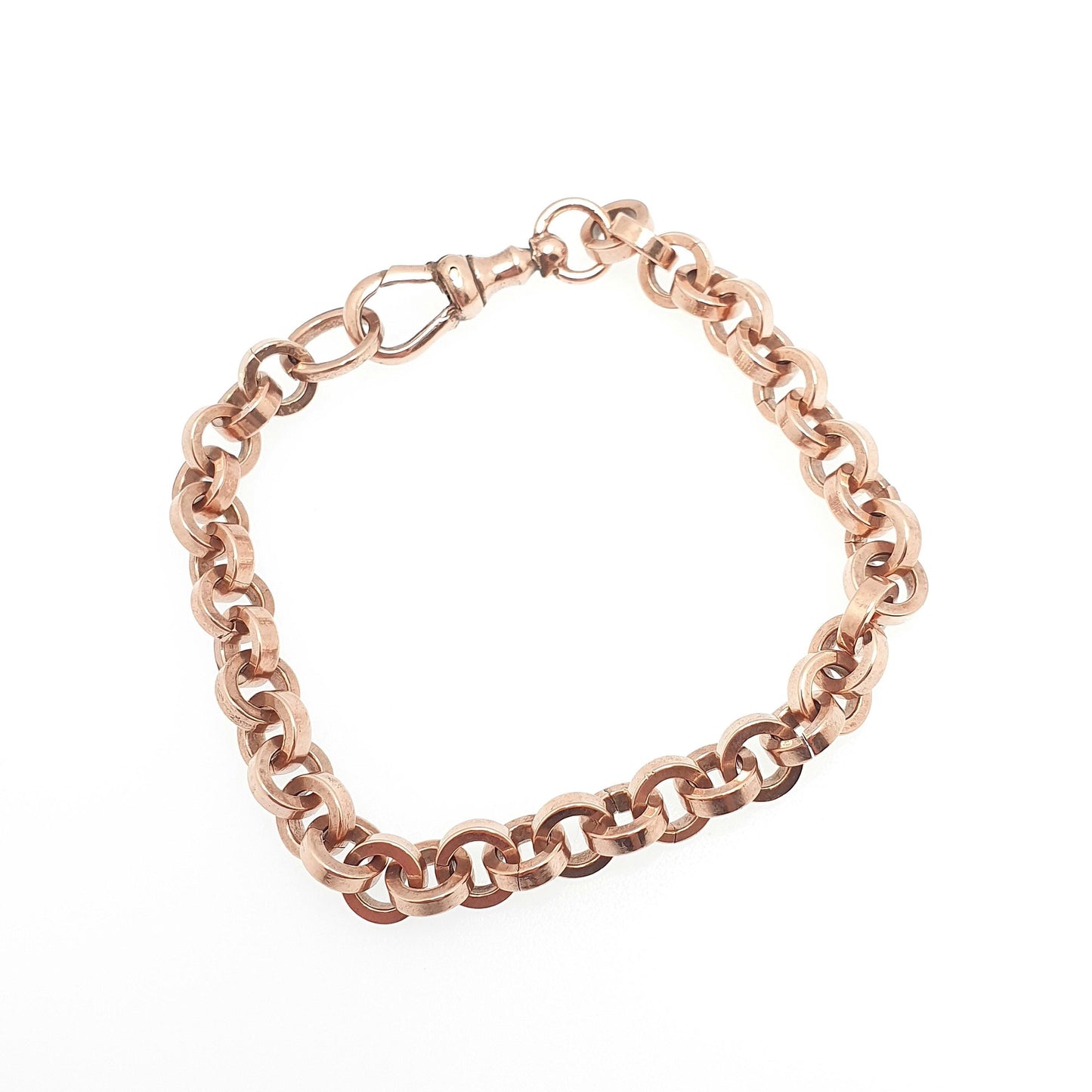 Antique Rolled Rose Gold Bracelet Dog Clip Albert Chain Rolo Belcher Link 19cm 7.5" 16.73g Jewelry Jewellery