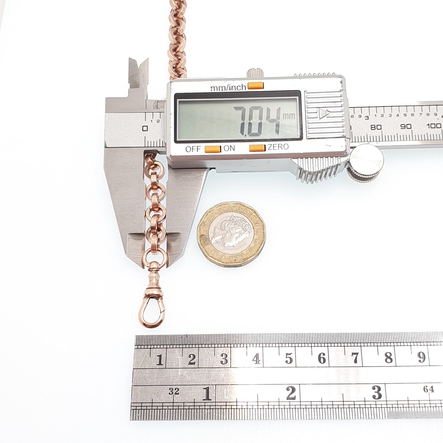 Antique Rolled Rose Gold Bracelet Dog Clip Albert Chain Rolo Belcher Link 19cm 7.5" 16.73g Jewelry Jewellery