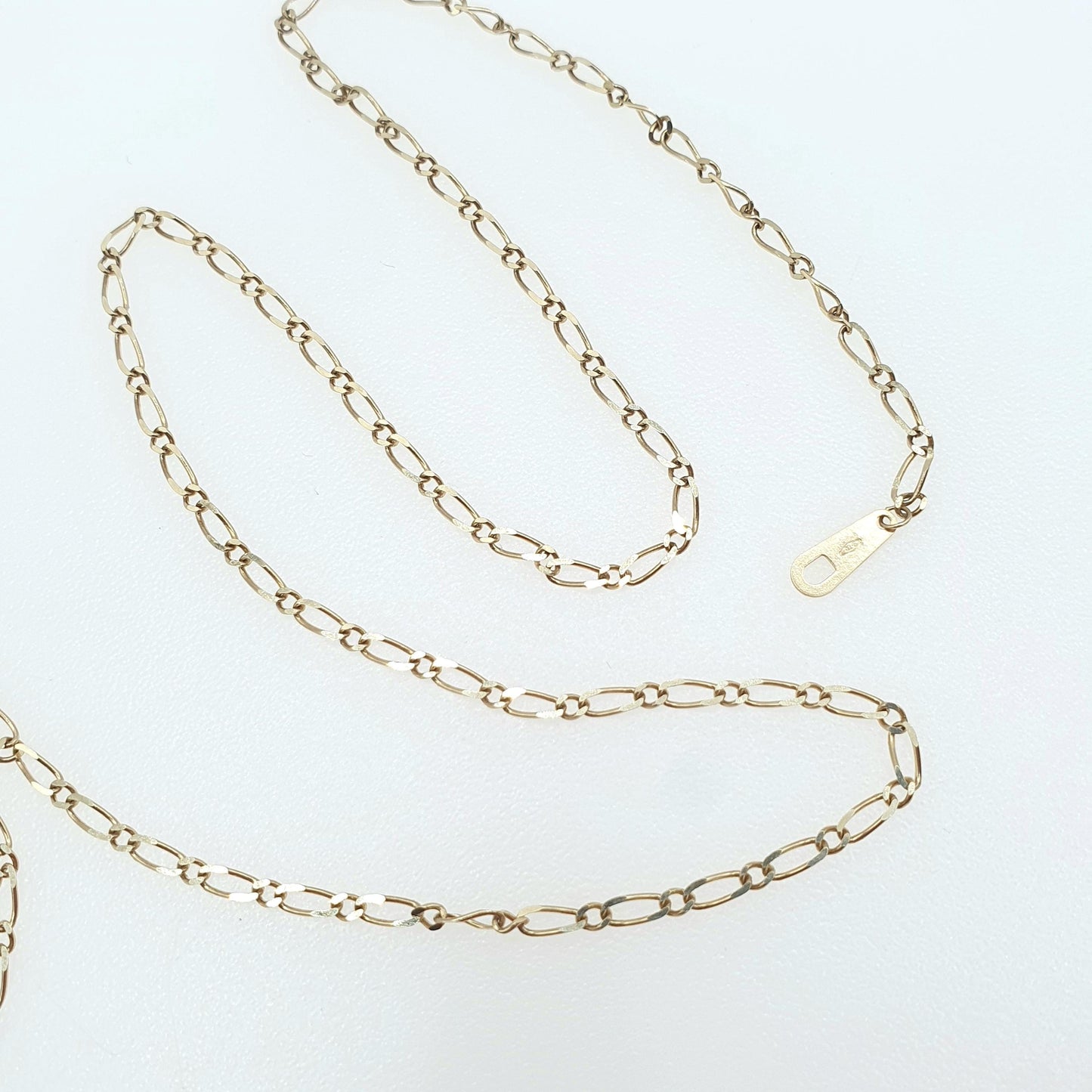 Vintage 9ct Gold Figaro Link Style Chain Necklace Curb Links Solid 9k 9kt 1.41g 41cm  Womens Jewellery Jewelry