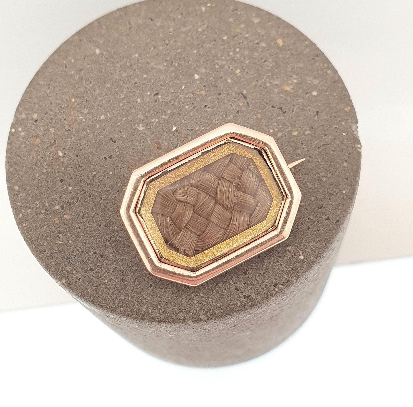 Antique 9ct Rose Gold Mourning Brooch Locket Braided Hair Solid 9k 375 Vintage Womens Jewellery Jewelry