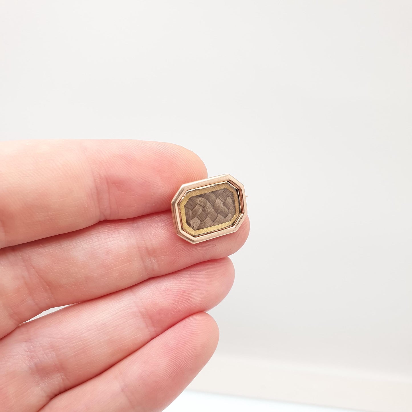 Antique 9ct Rose Gold Mourning Brooch Locket Braided Hair Solid 9k 375 Vintage Womens Jewellery Jewelry