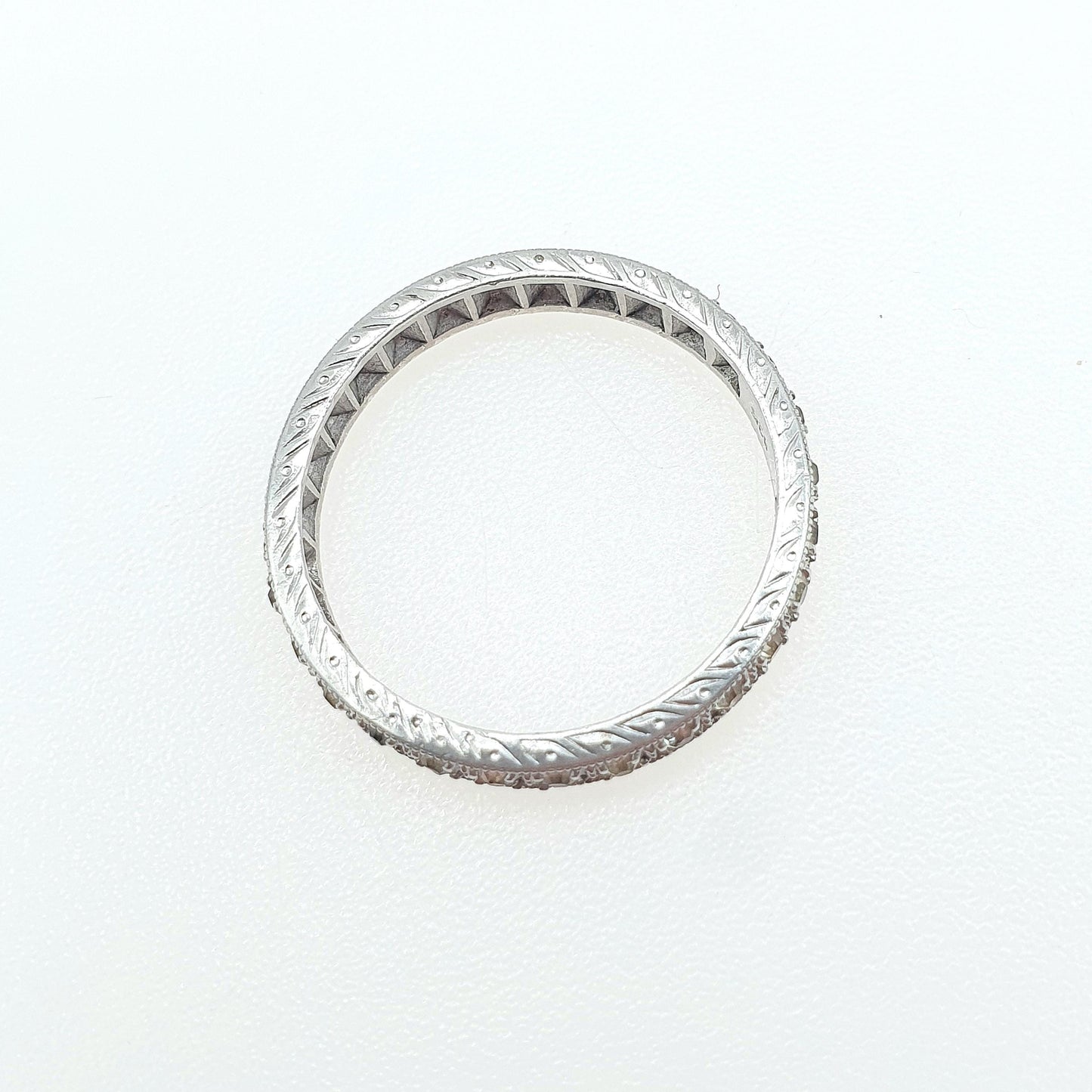 Antique Solid Silver Diamond Paste Eternity Ring Art Deco Vintage Band Stacker Womens Jewelry Jewellery UK N.5 US 7