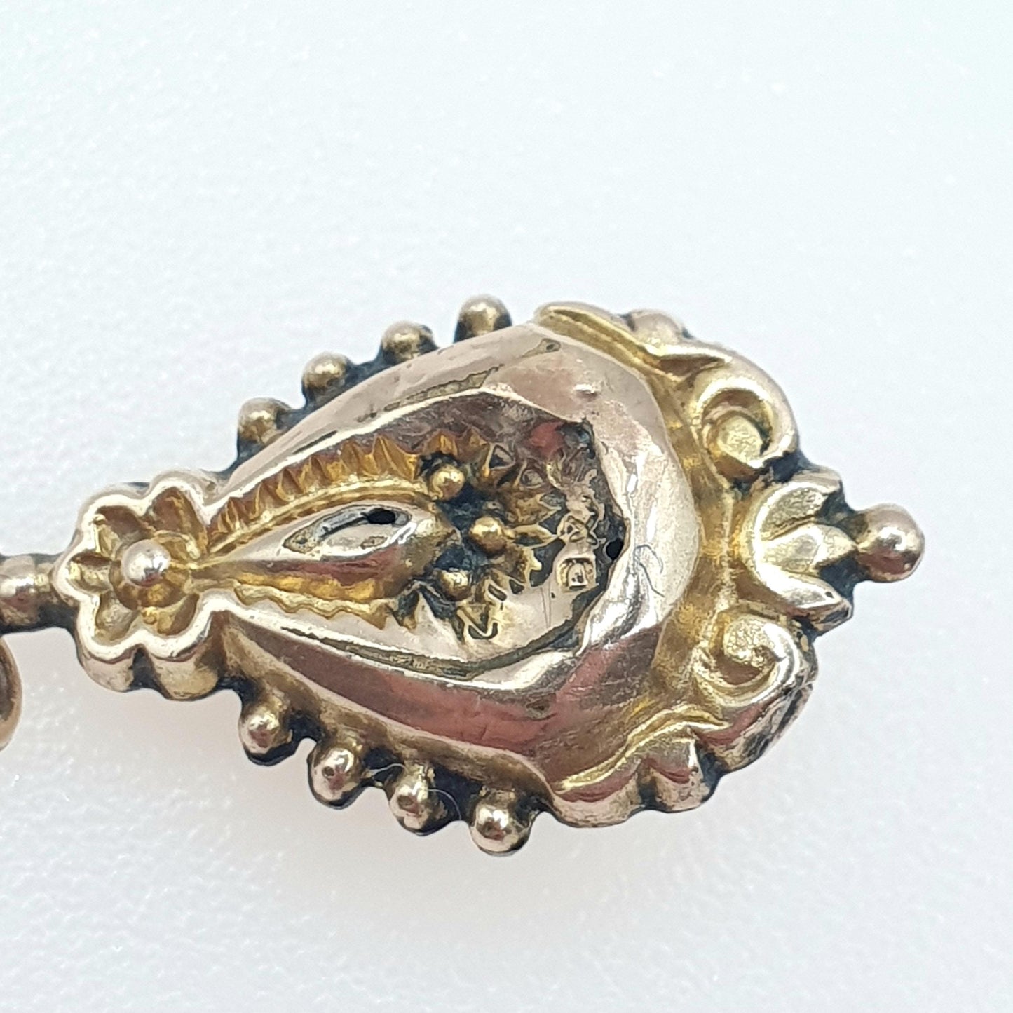 Antique Victorian 9ct Gold Cased Turquoise Glass Pendant Necklace Teardrop Etruscan Revival Vintage Jewelry Jewellery