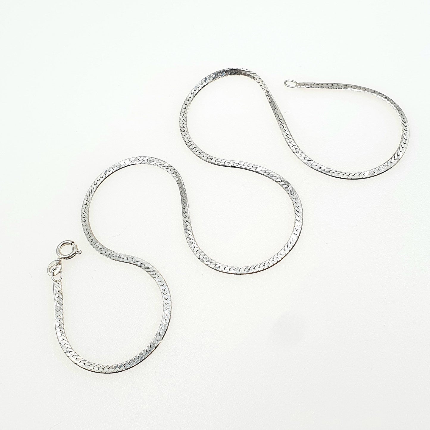 Vintage Sterling Silver Flat Snake Link Chain Necklace Woven 3.89g 40cm Solid 925 Jewellery Jewelry