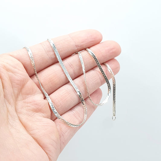 Vintage Sterling Silver Flat Snake Link Chain Necklace Woven 3.89g 40cm Solid 925 Jewellery Jewelry