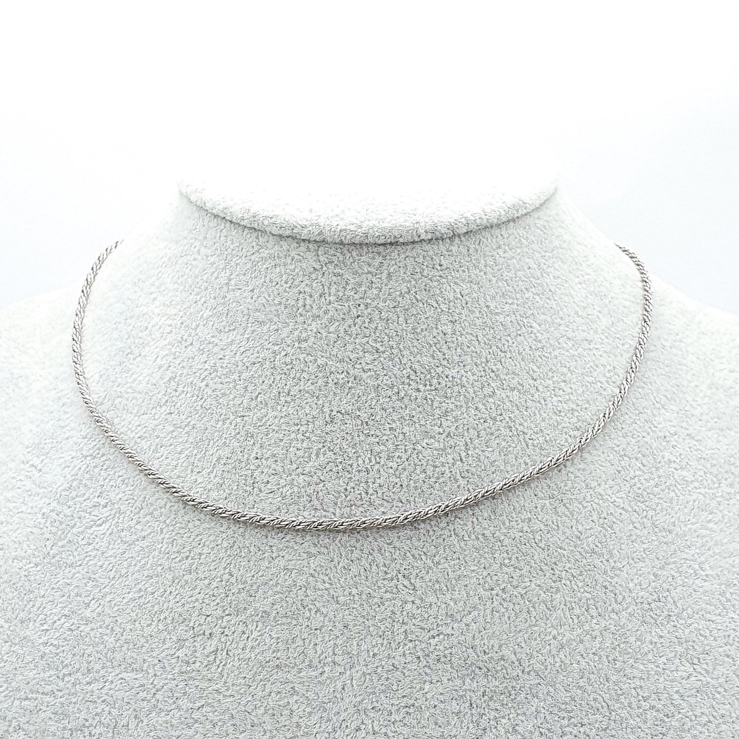 Vintage Sterling Silver Woven Rope Link Chain Necklace Twist Solid 925 Choker 4.70g 38cm Jewelry Jewellery