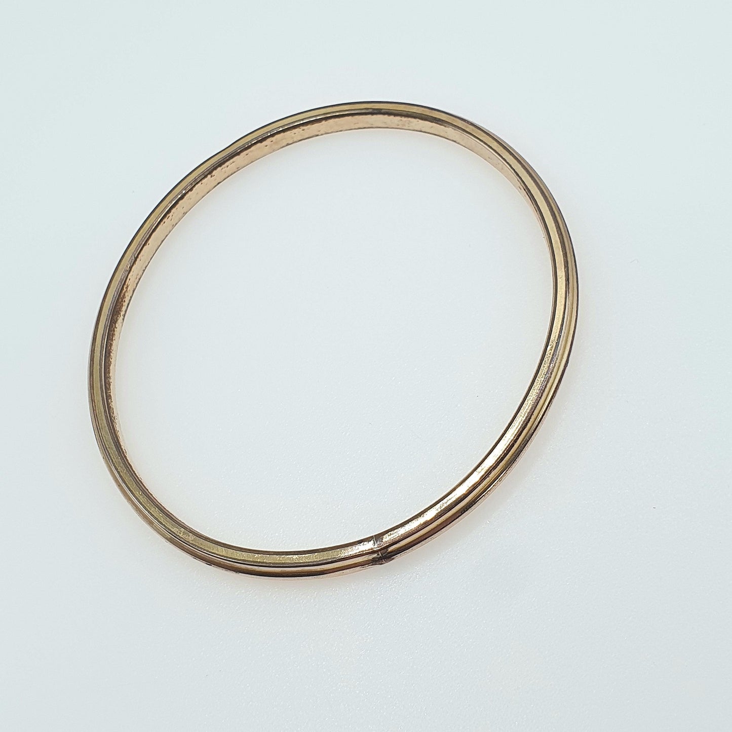 Antique Victorian Rolled Gold Slave Bangle Rose Gold Filled Circle Round Womens Ladies Jewelry Retro Jewellery
