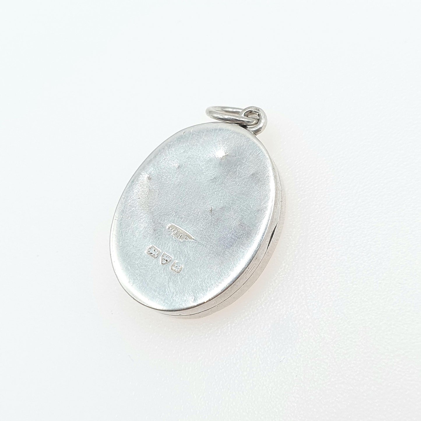 Antique Victorian Sterling Silver Flower Locket Small Oval Picture Photo Picture Keepsake Gift Womens Jewelry Jewellery