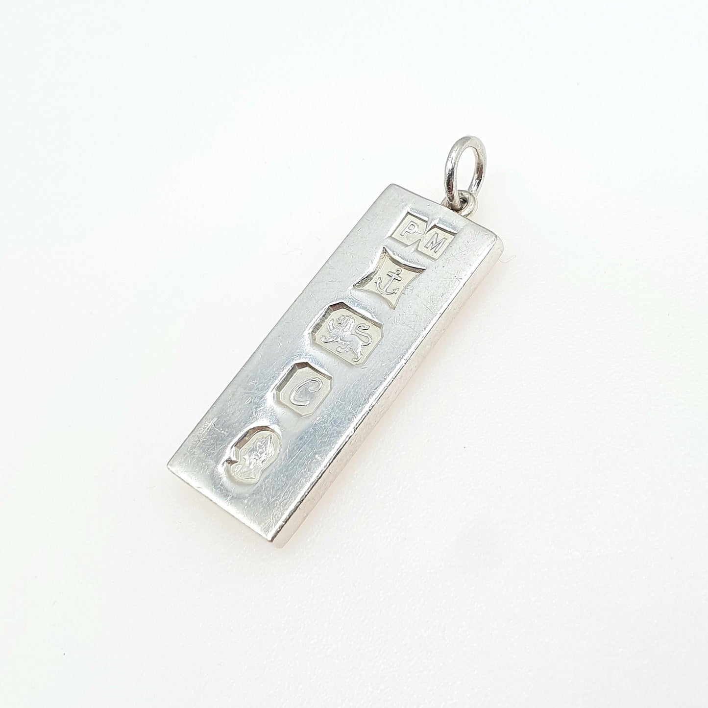Vintage Sterling Silver Ingot Pendant Bar Necklace Queen Elizabeth 2nd Solid 925 Royal Family Monarchy Womens Jewellery Jewelry