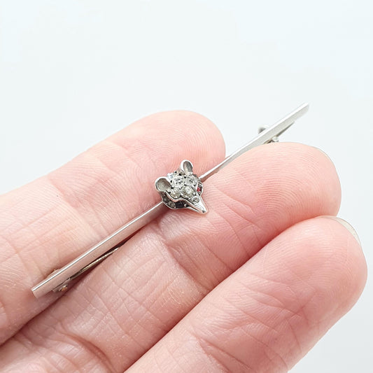 Antique Solid Silver Diamond Paste Fox Bar Brooch Lucky Cunning Cute Vintage Animal Jewelry Jewellery Womens Mens