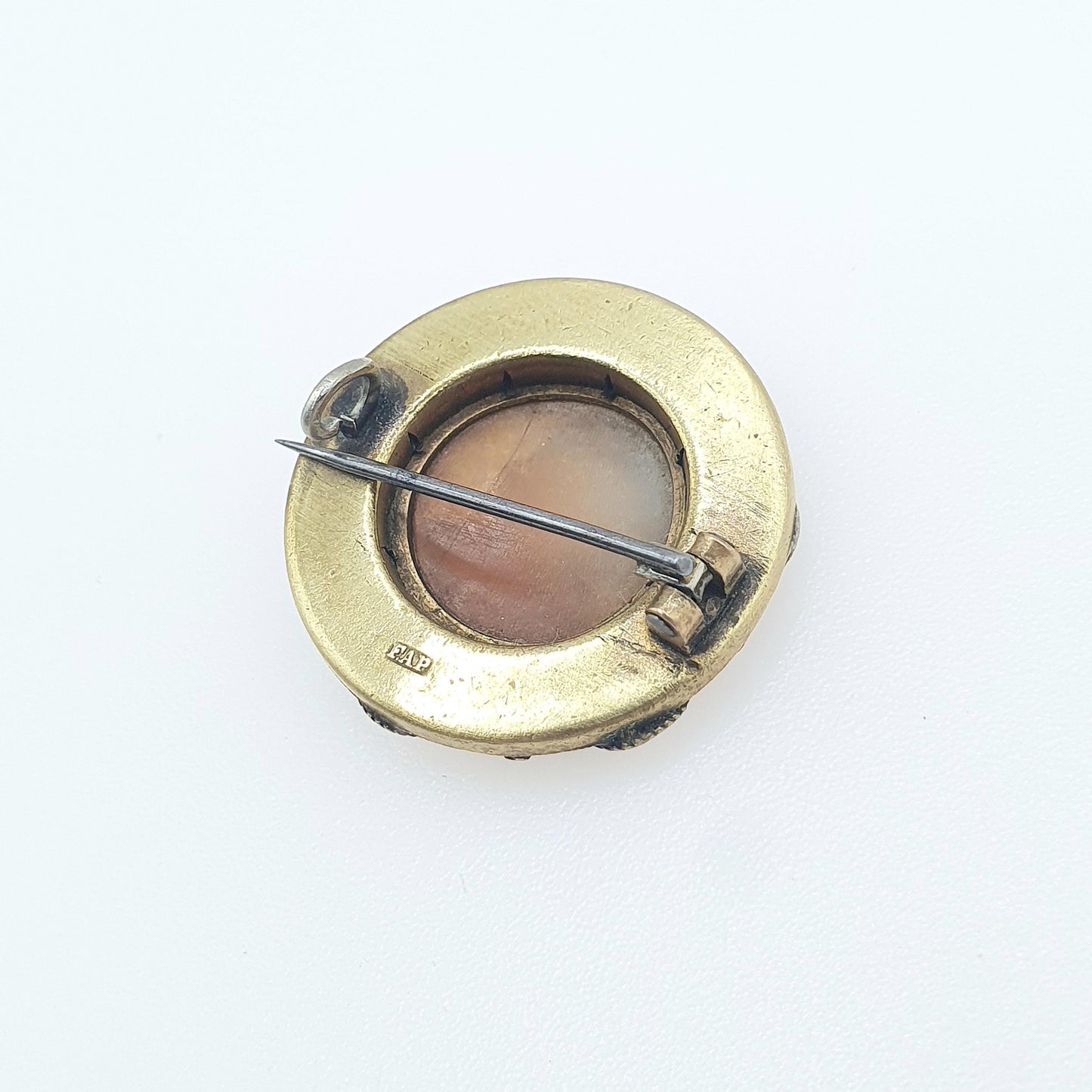 Antique Victorian Gold Tone Cameo Micromosaic Brooch Genuine Shell Italian Vintage Womens Jewellery Jewelry Unisex