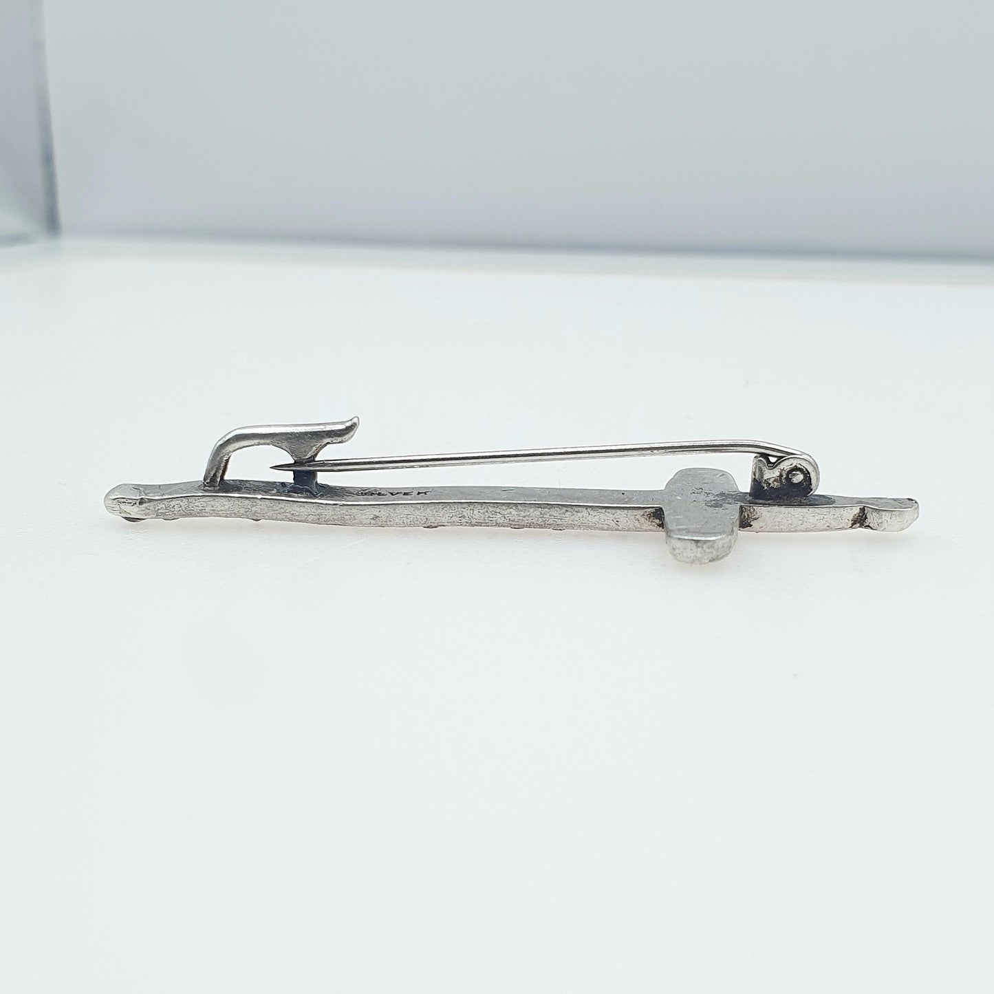 Antique Solid Silver Diamond & Amethyst Paste Sword Brooch Purple Vintage Men Womens Jewelry Jewellery