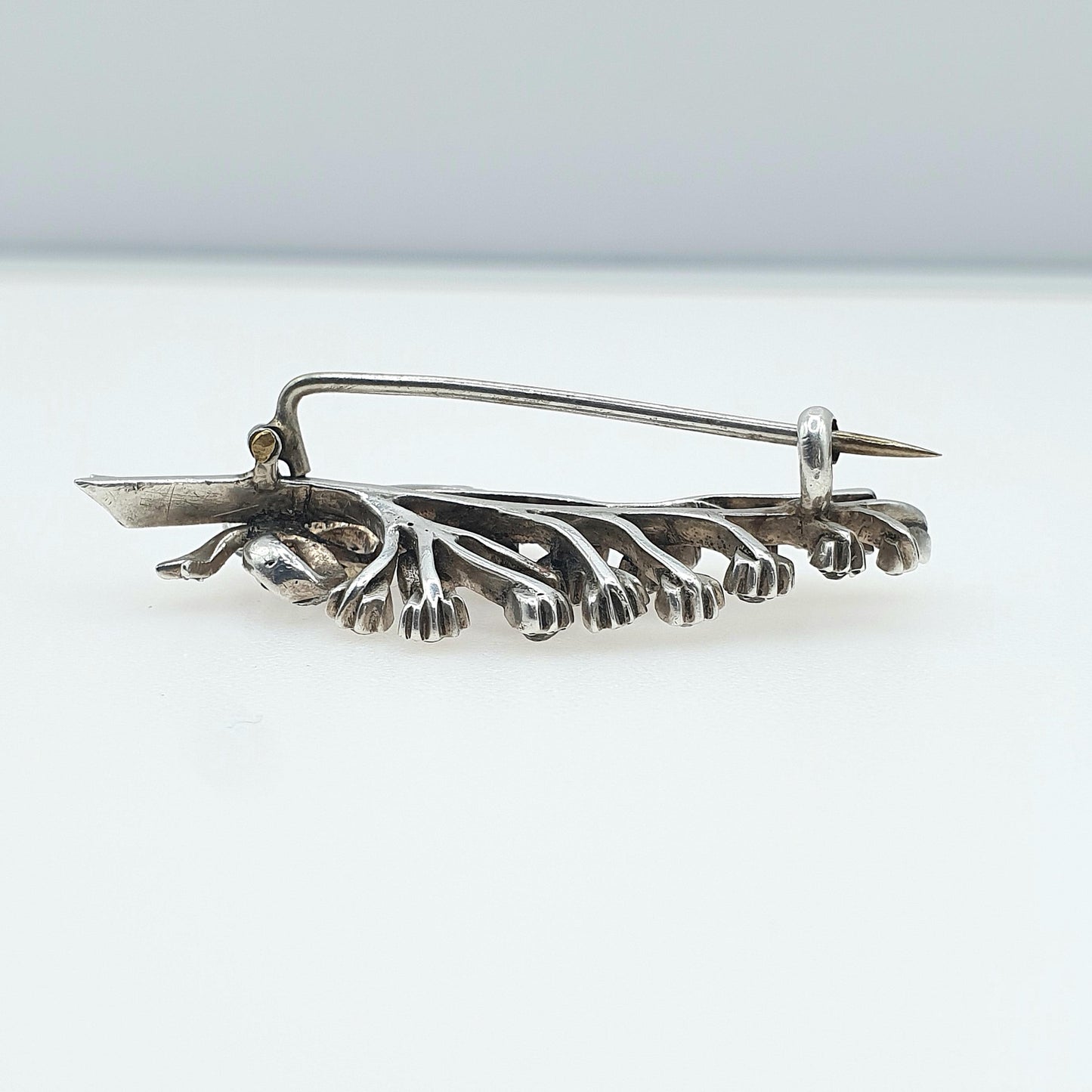 Antique Victorian Solid Silver Diamond Paste Floral Spray Brooch Sparkly Flower Vintage Jewelry Jewellery