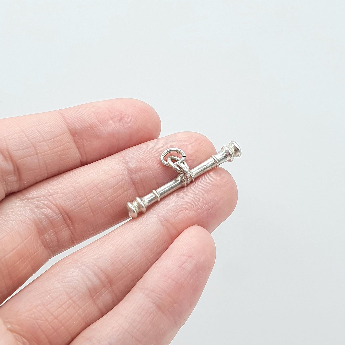 Antique Victorian Solid Silver T Bar Pendant Bulbed Ends Albertina Charm Pendant Necklace Vintage Womens Mens Jewelry Jewellery