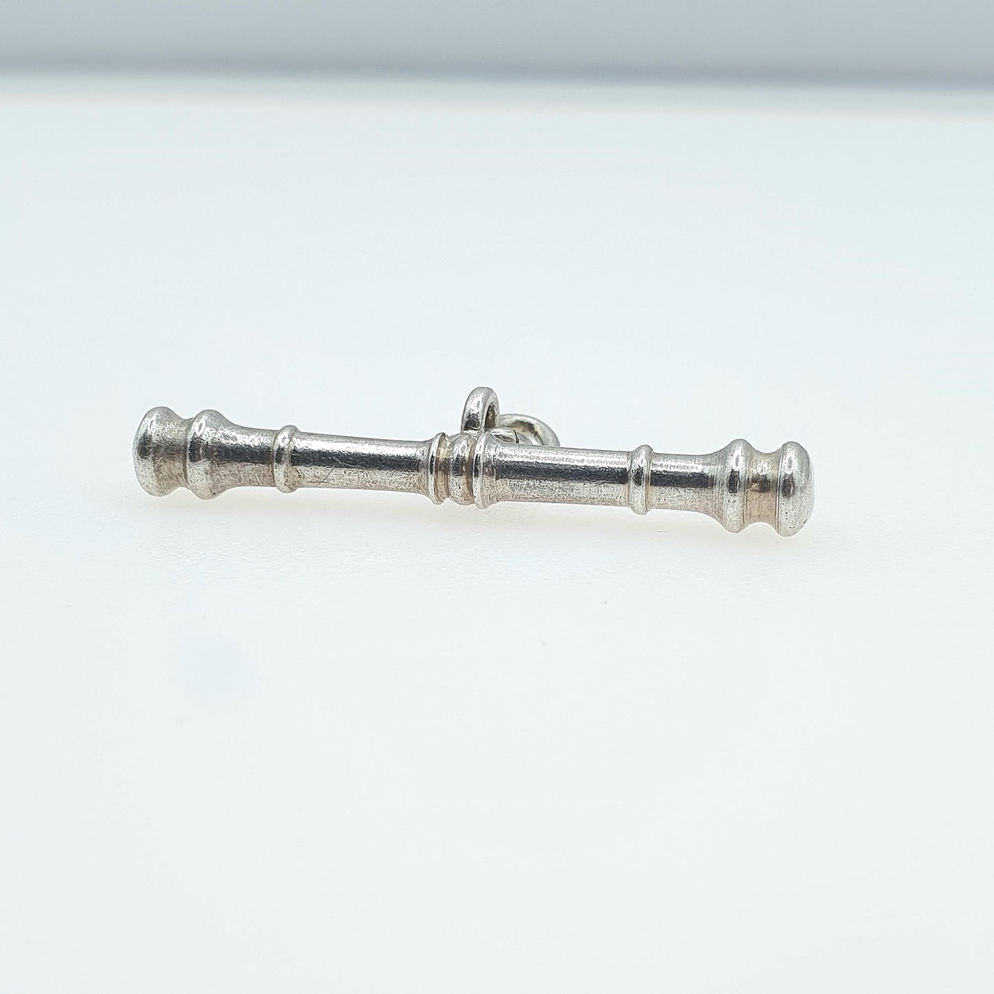 Antique Victorian Solid Silver T Bar Pendant Bulbed Ends Albertina Charm Pendant Necklace Vintage Womens Mens Jewelry Jewellery