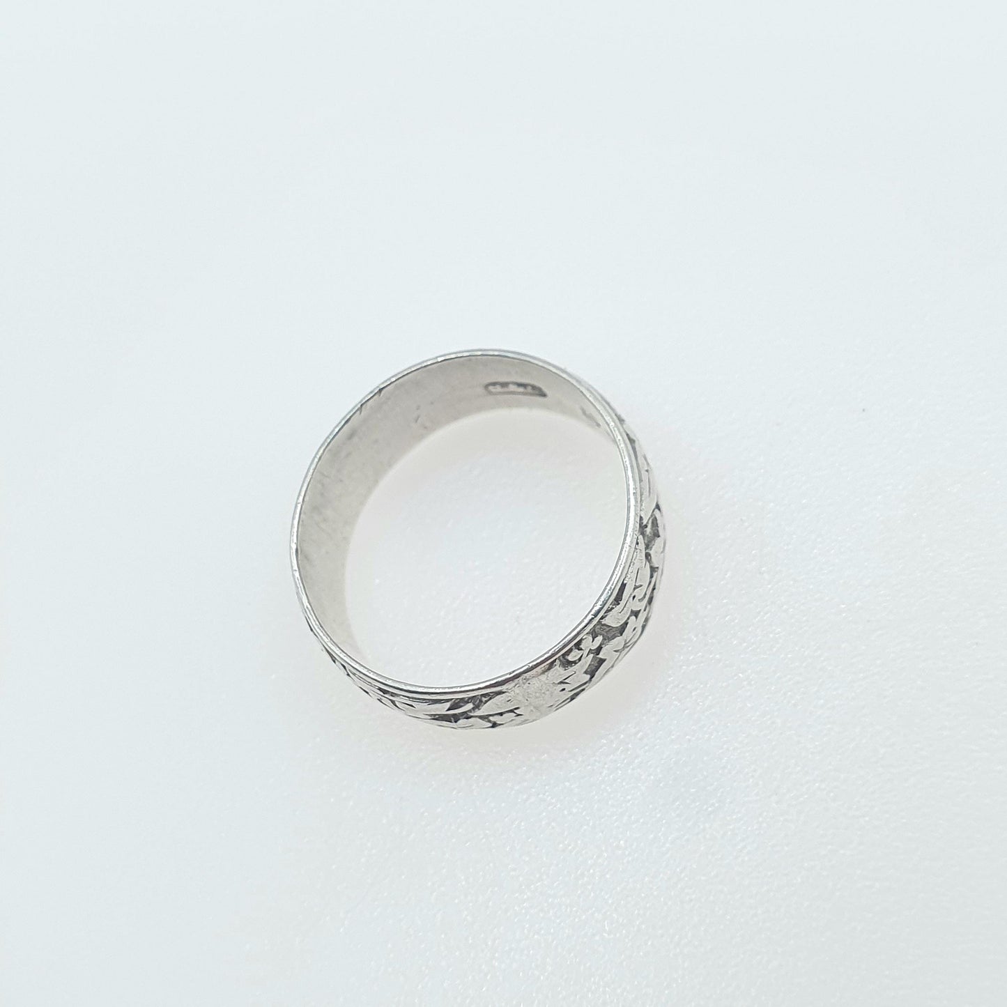 Antique Victorian Sterling Silver Band Ring Chased Ivy Leaf Pattern Foliage UK L US 5.75 Jewelry Womens Mens Womens Jewellery