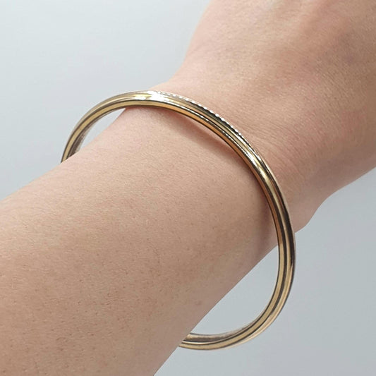 Antique Victorian Rolled Gold Slave Bangle Rose Gold Filled Circle Round Womens Ladies Jewelry Retro Jewellery