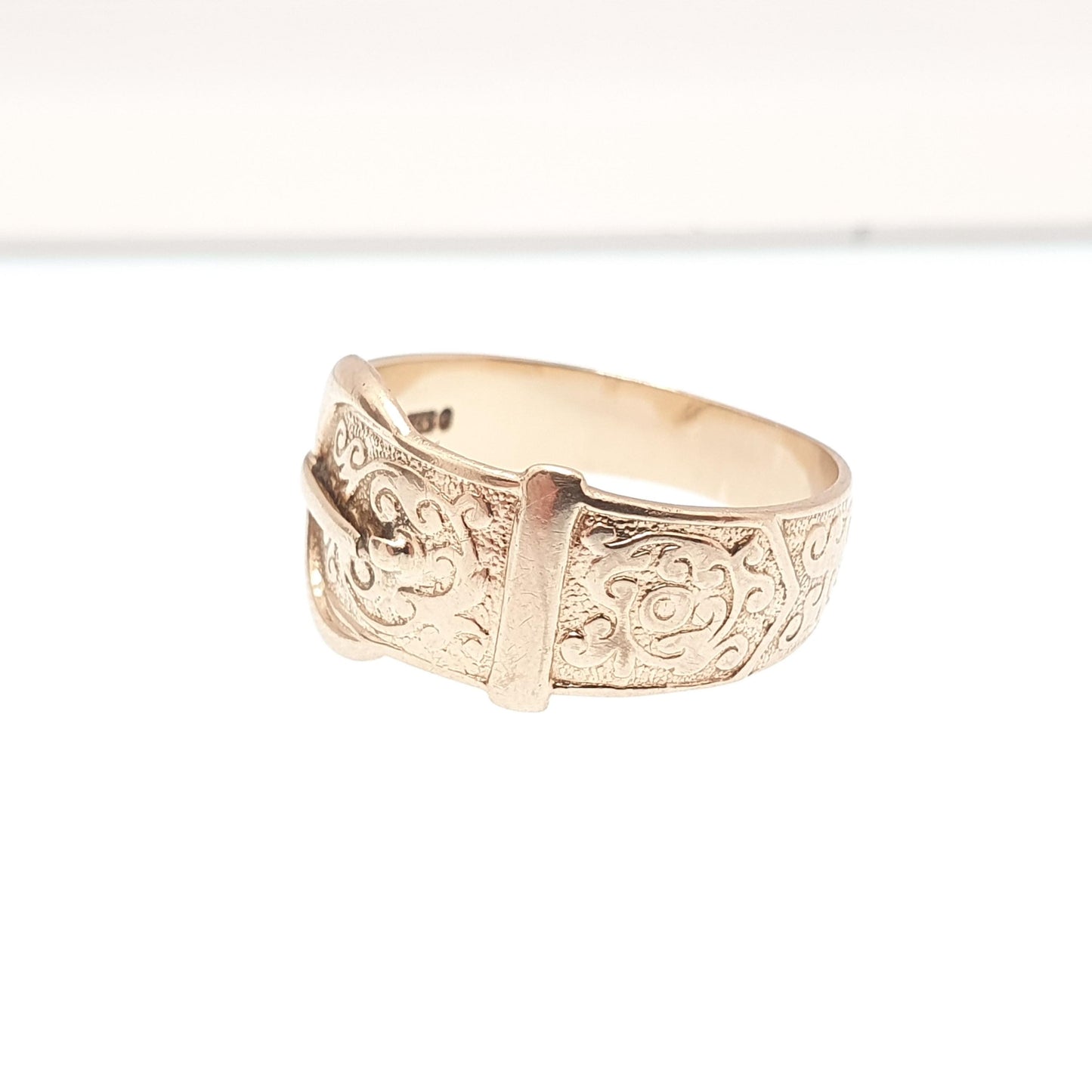 Vintage 9k 9ct Gold Buckle Band Ring Stacking Stacker 1963 Hallmarked Solid 375 9kt Belt Jewelry Jewellery